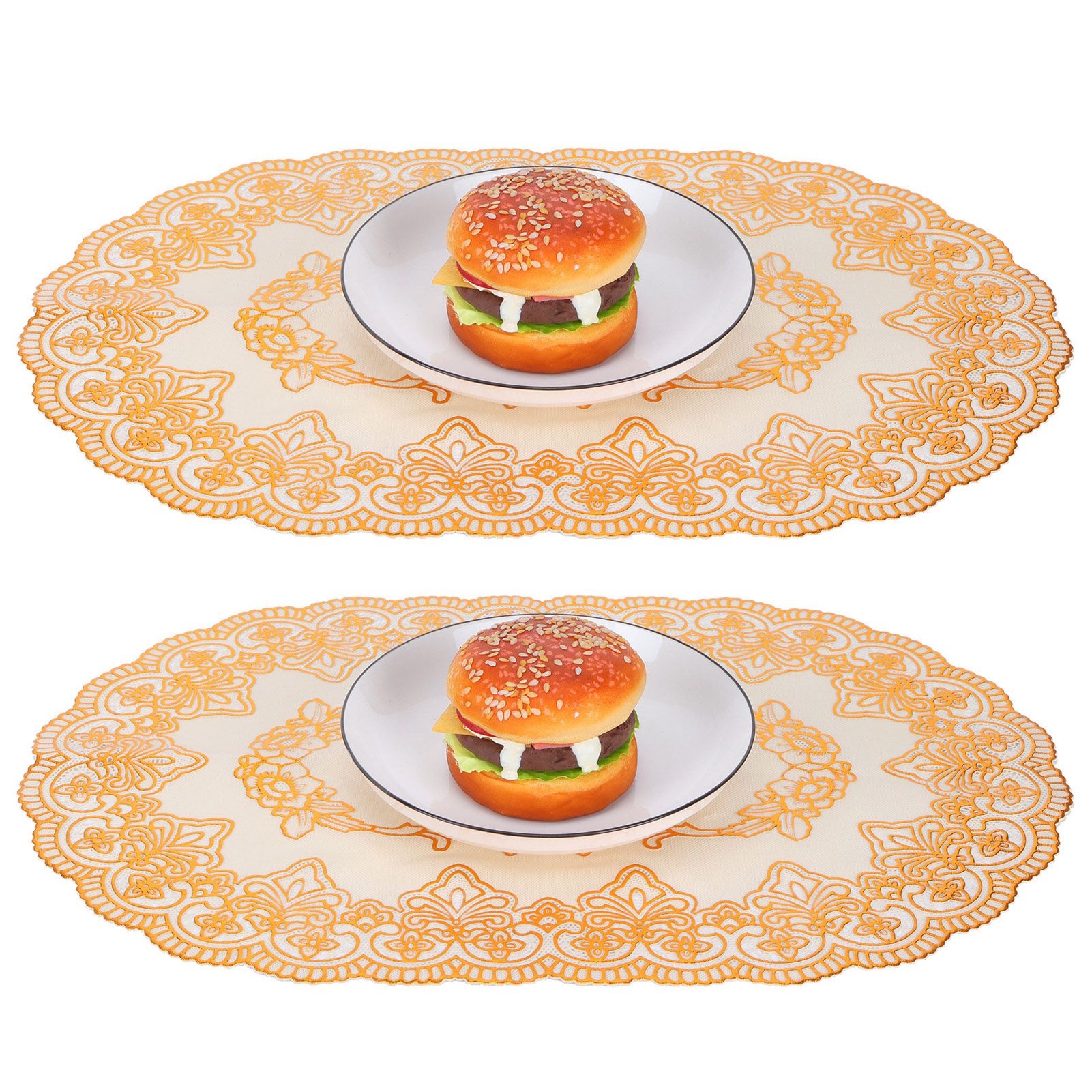 2Pcs PVC Table Mat Gold Placemats Cup Coaster Pad Kitchen Restaurant Wedding view 9