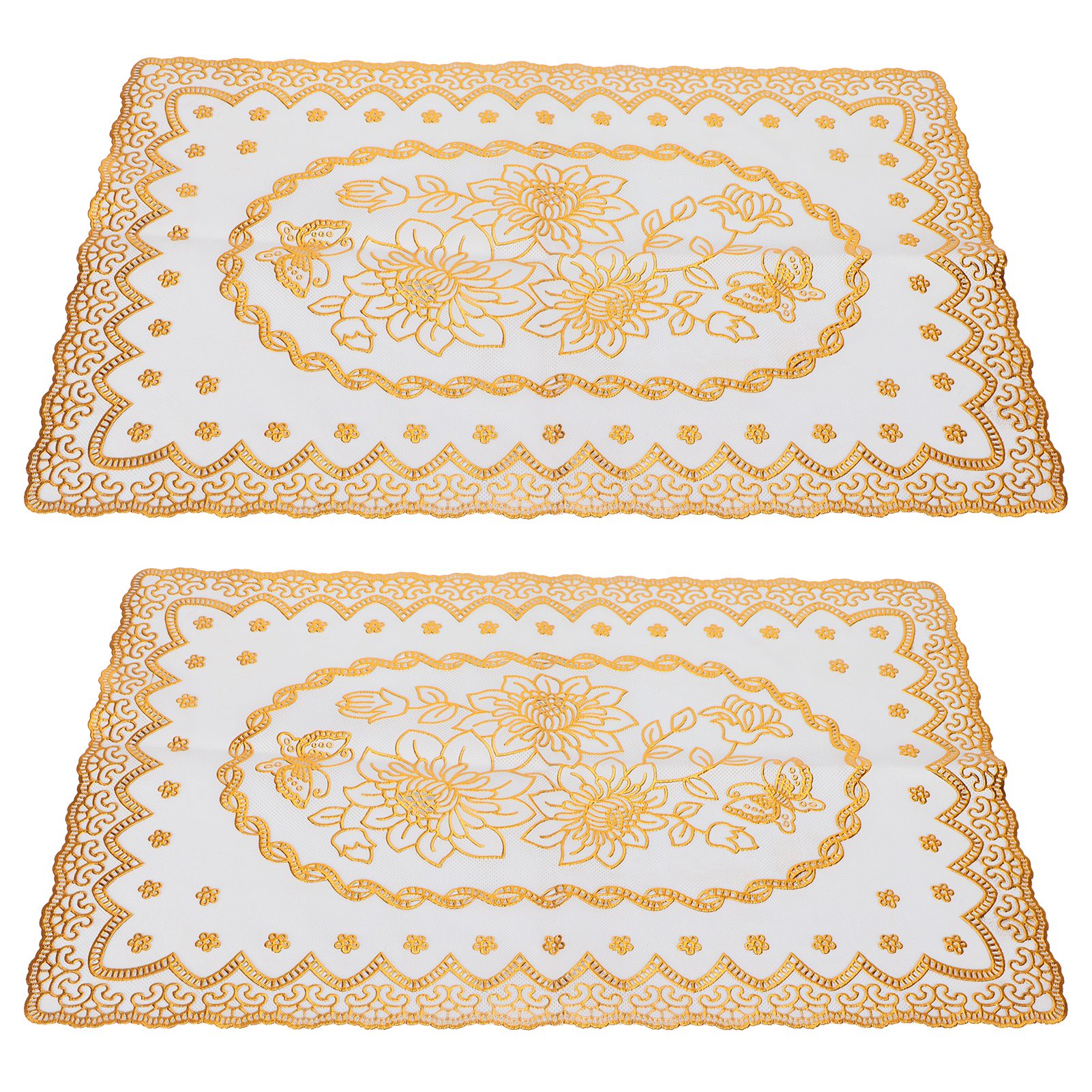 2PCS 30cmx45cm PVC Table Mat Gold Placemats Cup Coaster Pad Kitchen Wedding — image 1