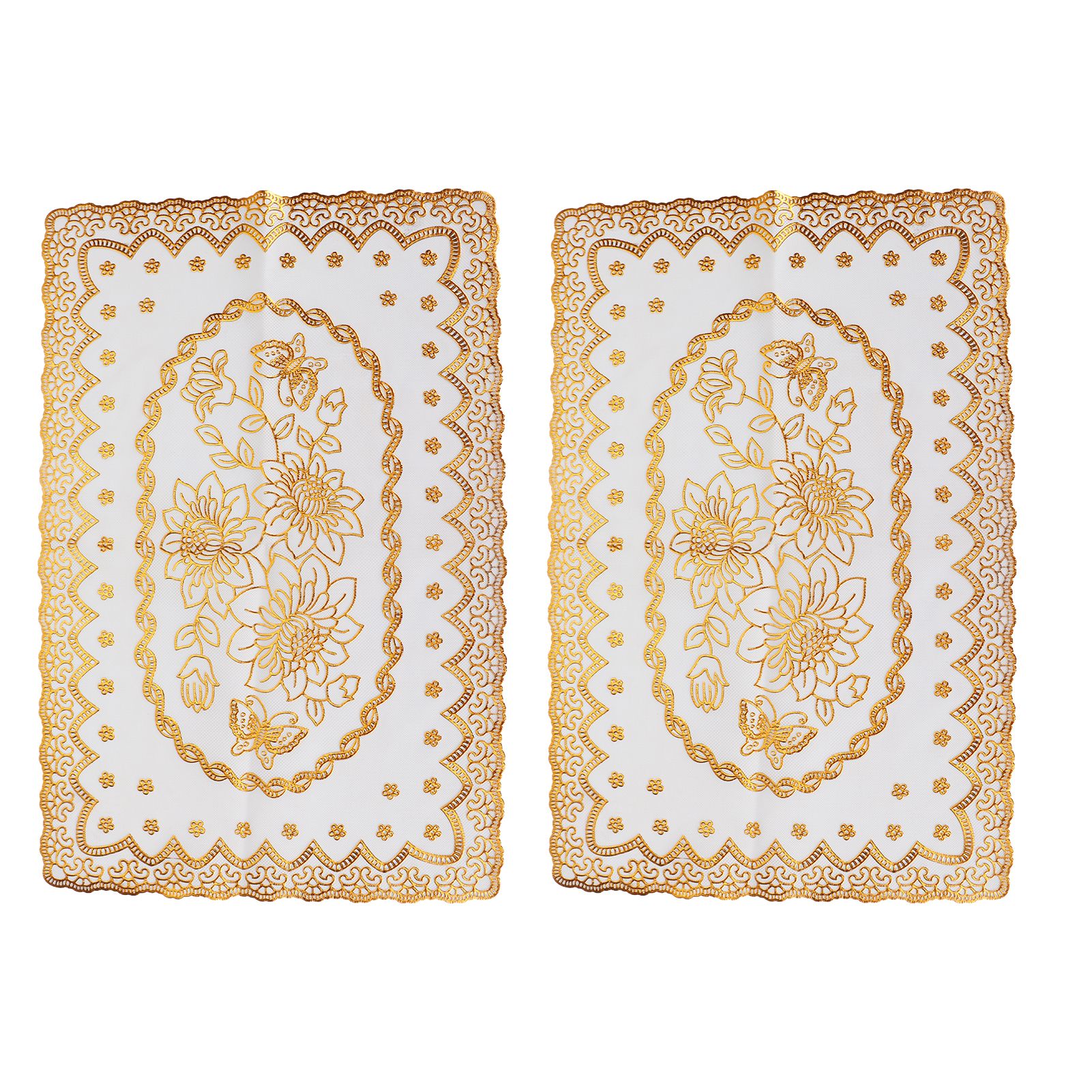 2PCS 30cmx45cm PVC Table Mat Gold Placemats Cup Coaster Pad Kitchen Wedding view 2