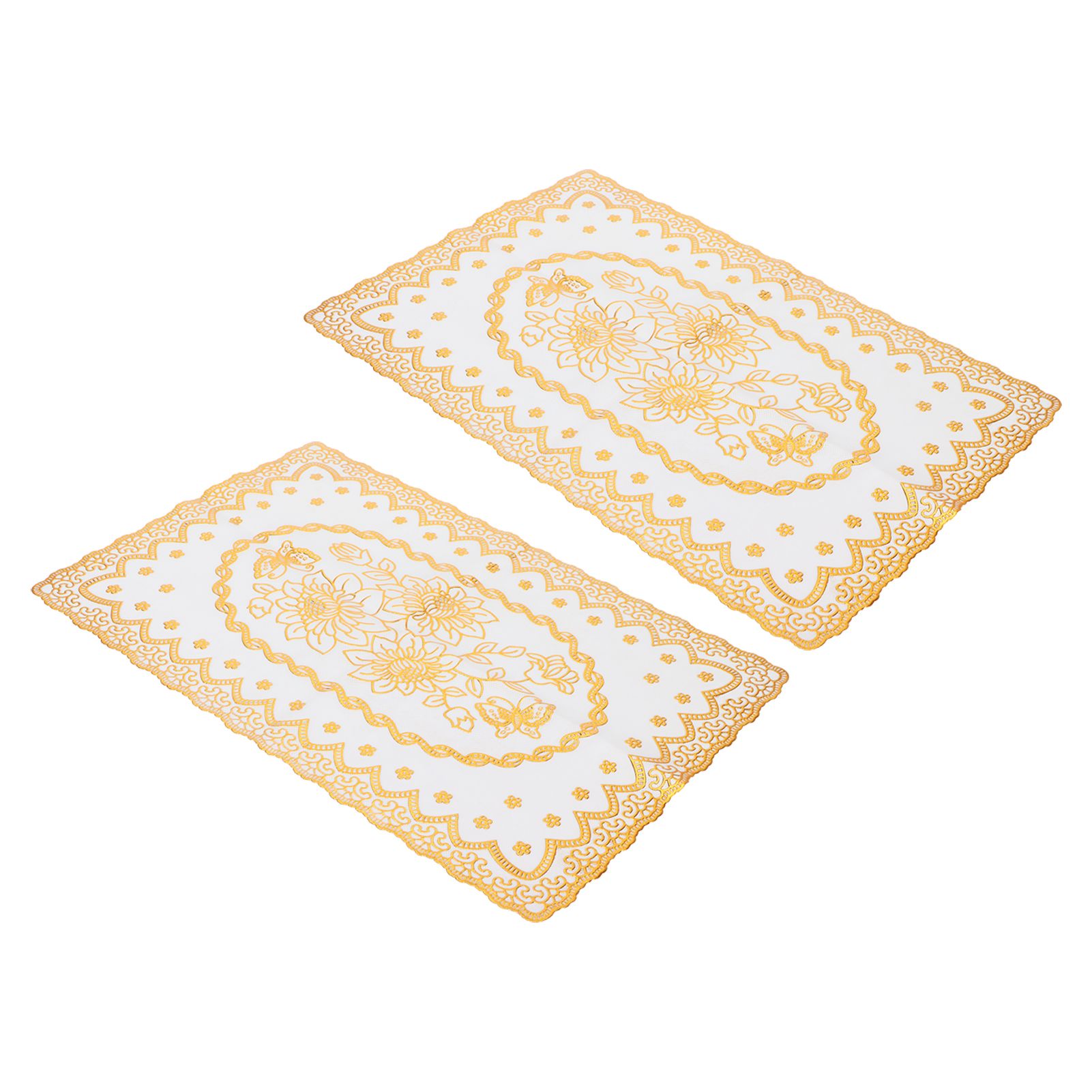 2PCS 30cmx45cm PVC Table Mat Gold Placemats Cup Coaster Pad Kitchen Wedding view 3