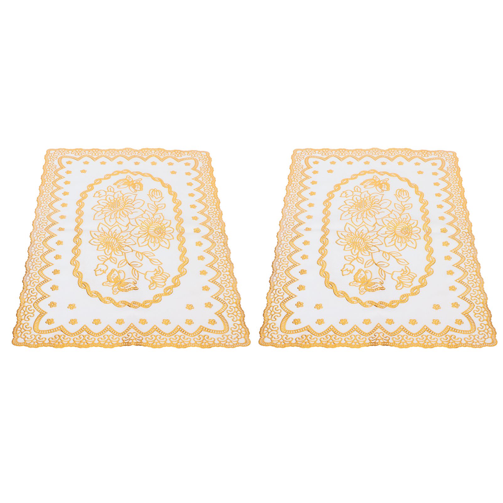2PCS 30cmx45cm PVC Table Mat Gold Placemats Cup Coaster Pad Kitchen Wedding view 4