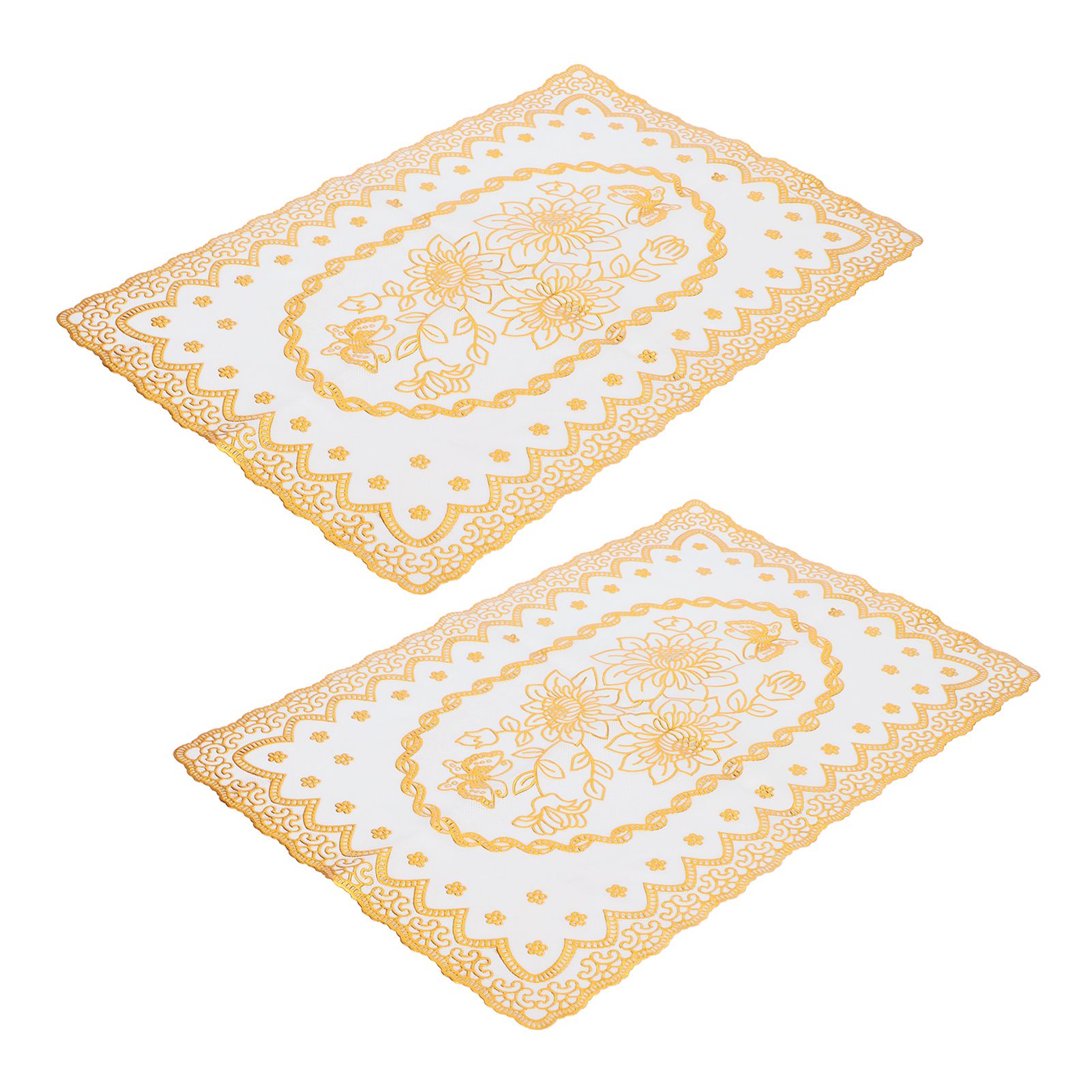 2PCS 30cmx45cm PVC Table Mat Gold Placemats Cup Coaster Pad Kitchen Wedding view 5