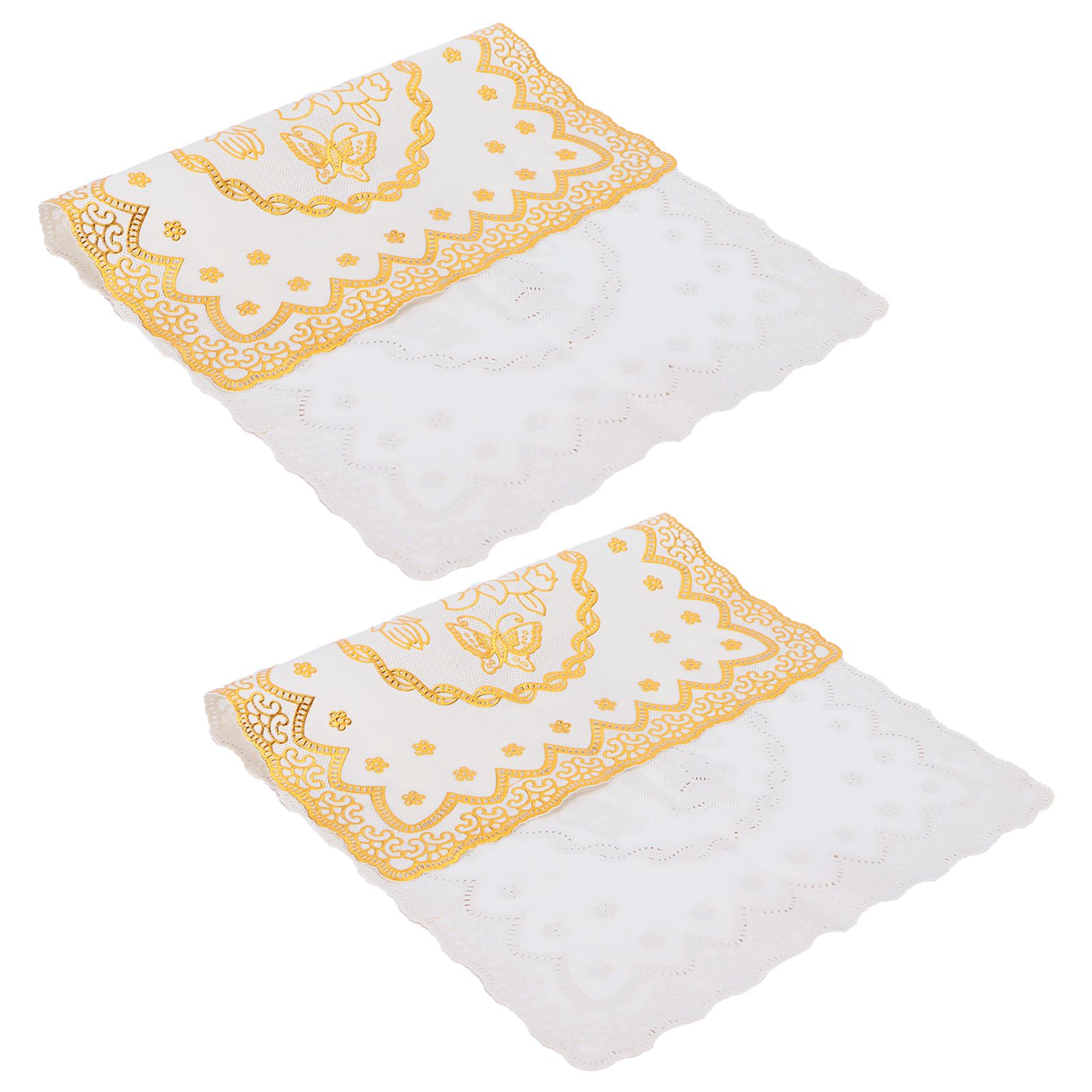2PCS 30cmx45cm PVC Table Mat Gold Placemats Cup Coaster Pad Kitchen Wedding view 7