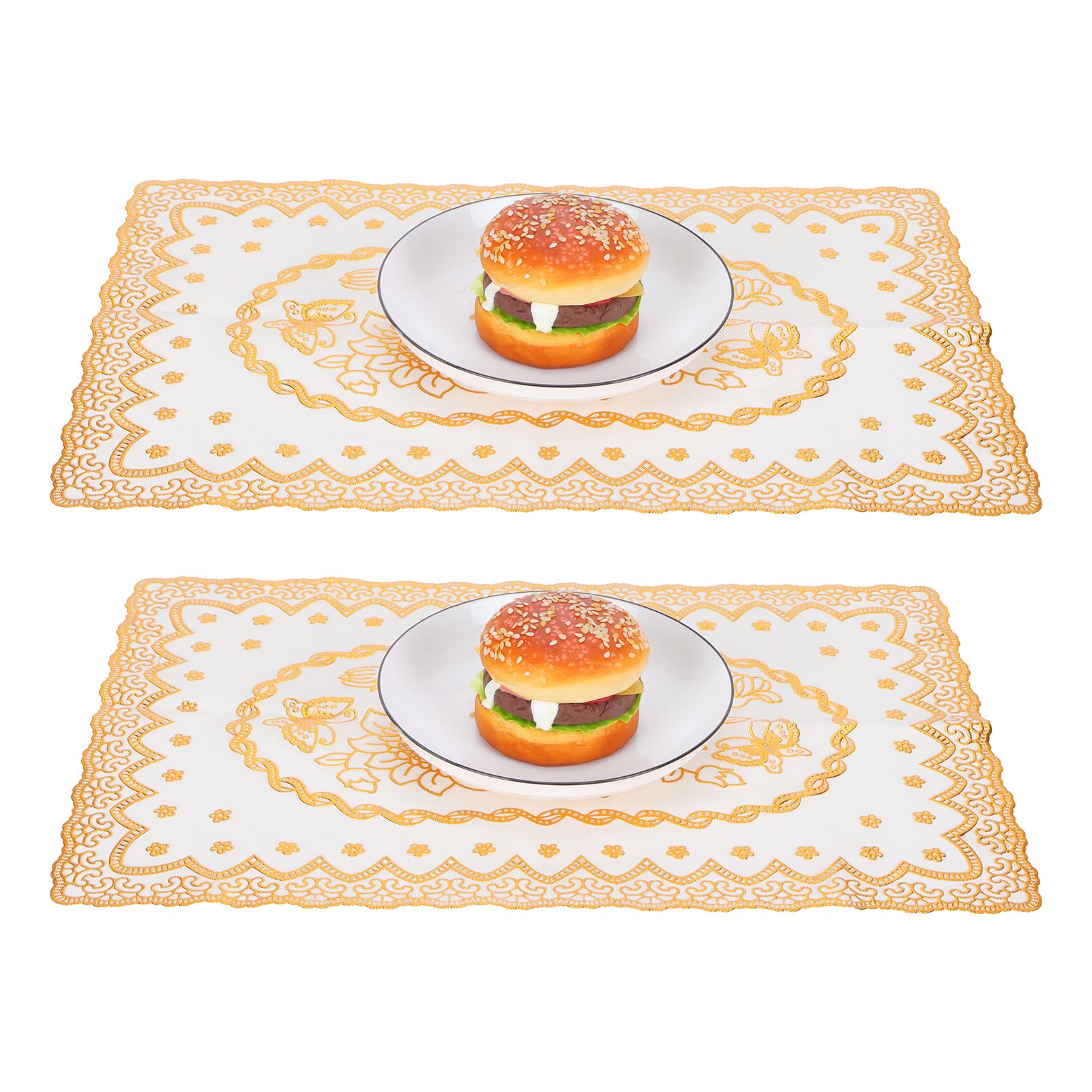 2PCS 30cmx45cm PVC Table Mat Gold Placemats Cup Coaster Pad Kitchen Wedding view 8