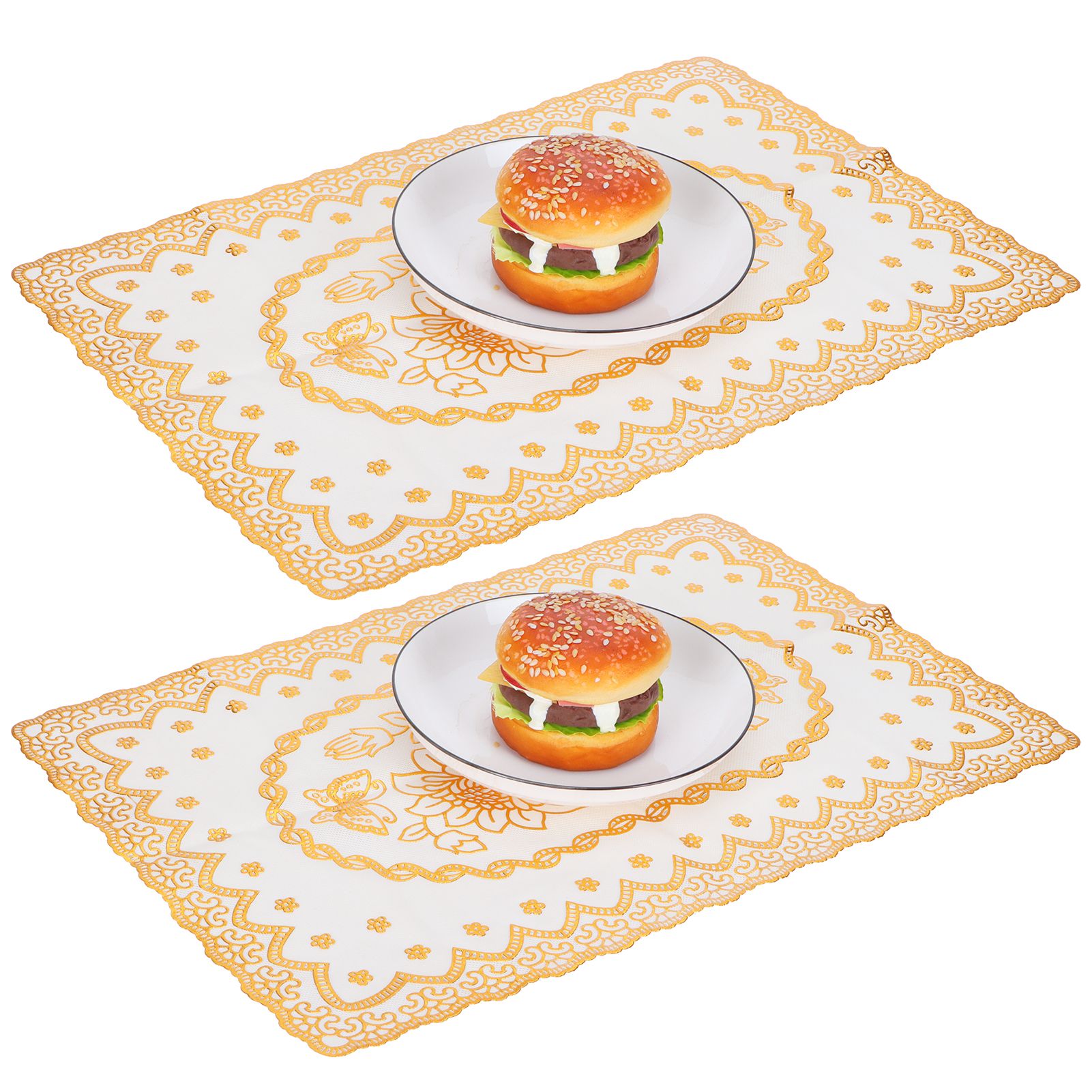 2PCS 30cmx45cm PVC Table Mat Gold Placemats Cup Coaster Pad Kitchen Wedding view 9