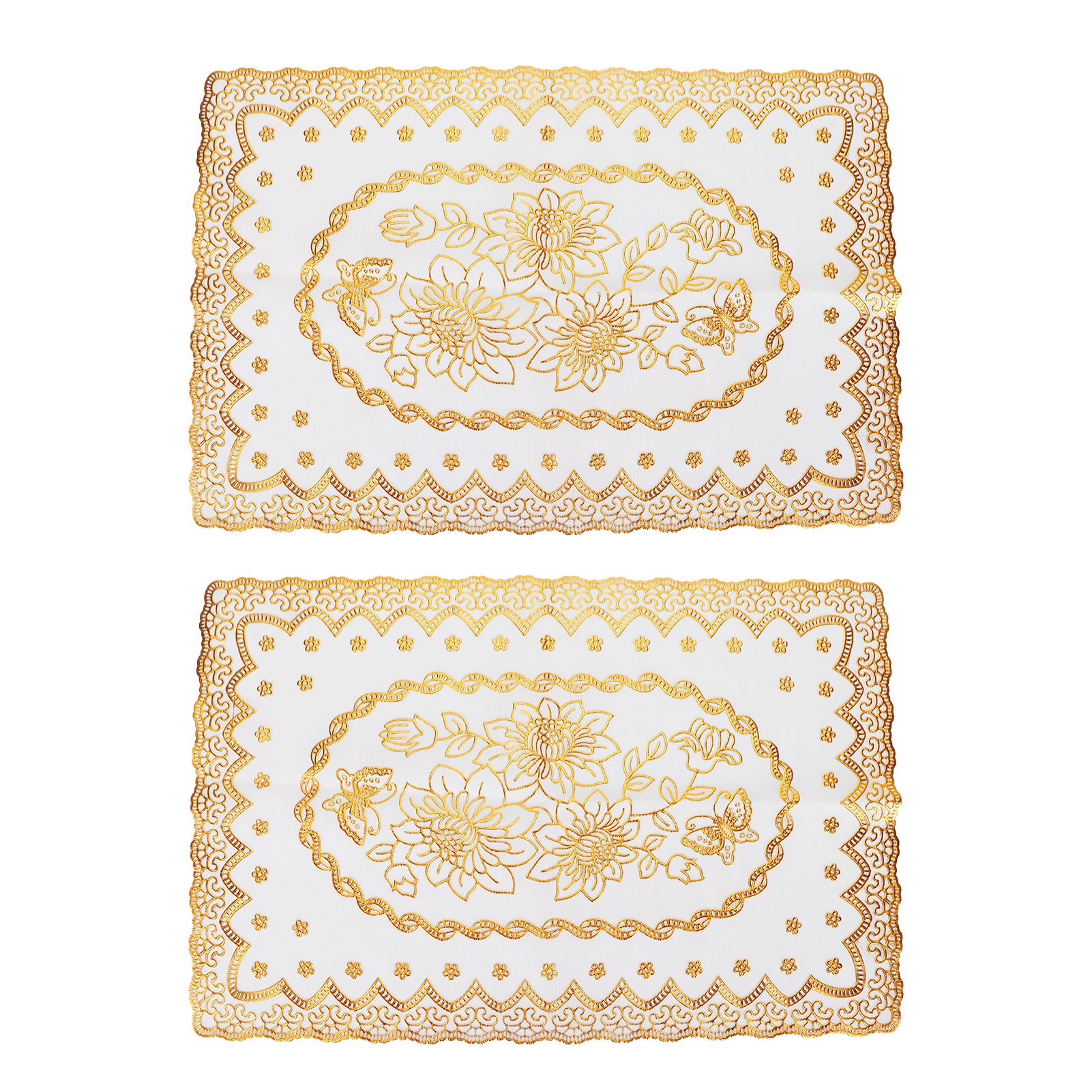 2PCS 30cmx45cm PVC Table Mat Gold Placemats Cup Coaster Pad Kitchen Wedding view 10