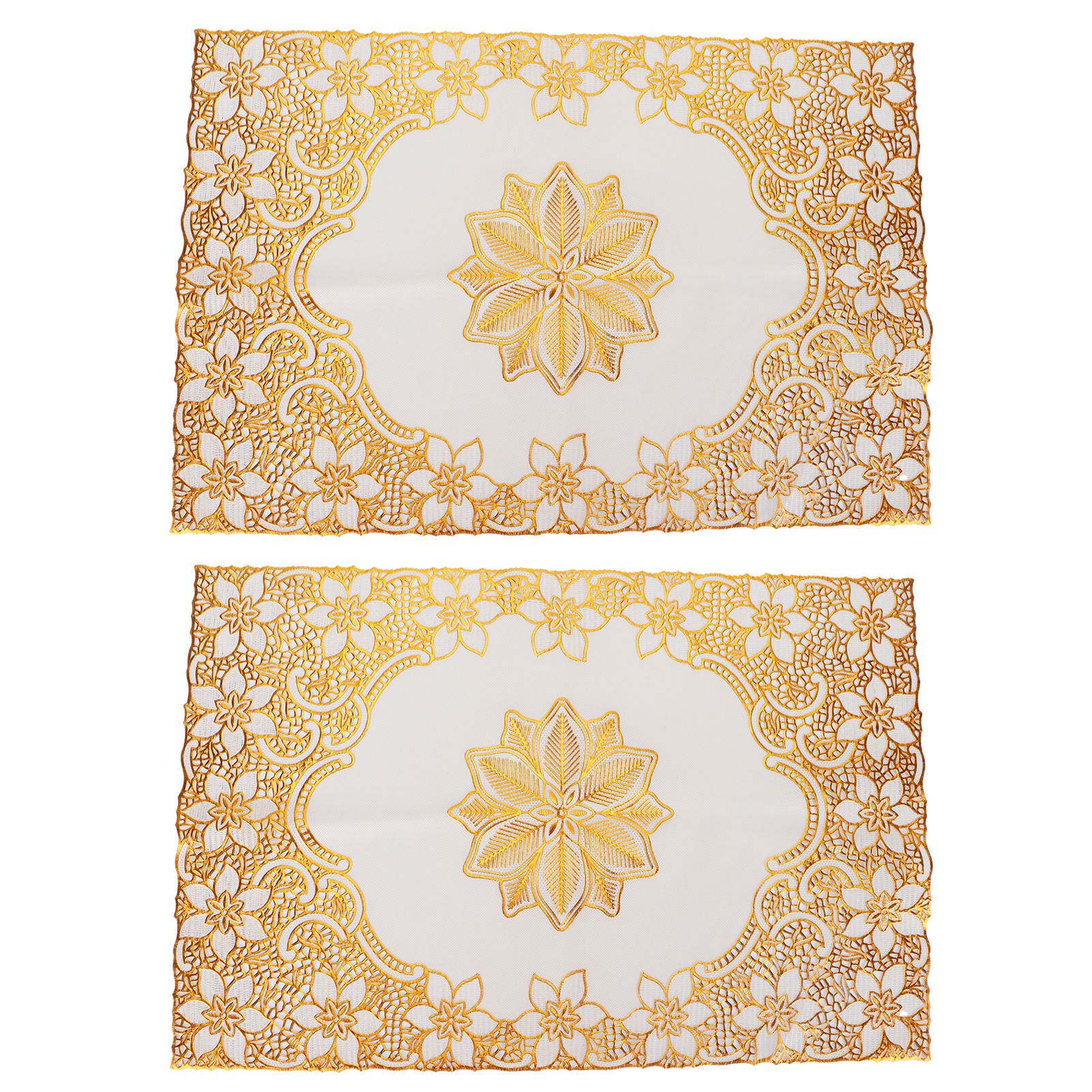 2PCS 30cmx45cm PVC Table Mat Gold Placemats Cup Coaster Pad Kitchen Wedding view 2