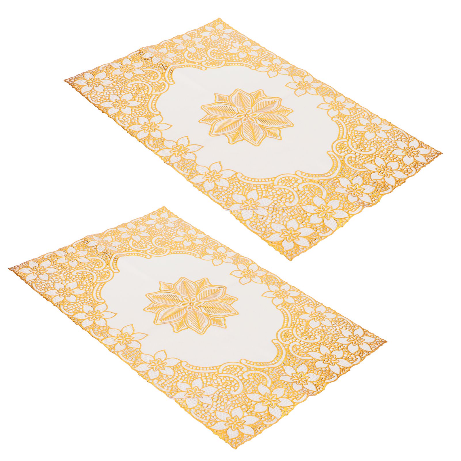 2PCS 30cmx45cm PVC Table Mat Gold Placemats Cup Coaster Pad Kitchen Wedding view 3