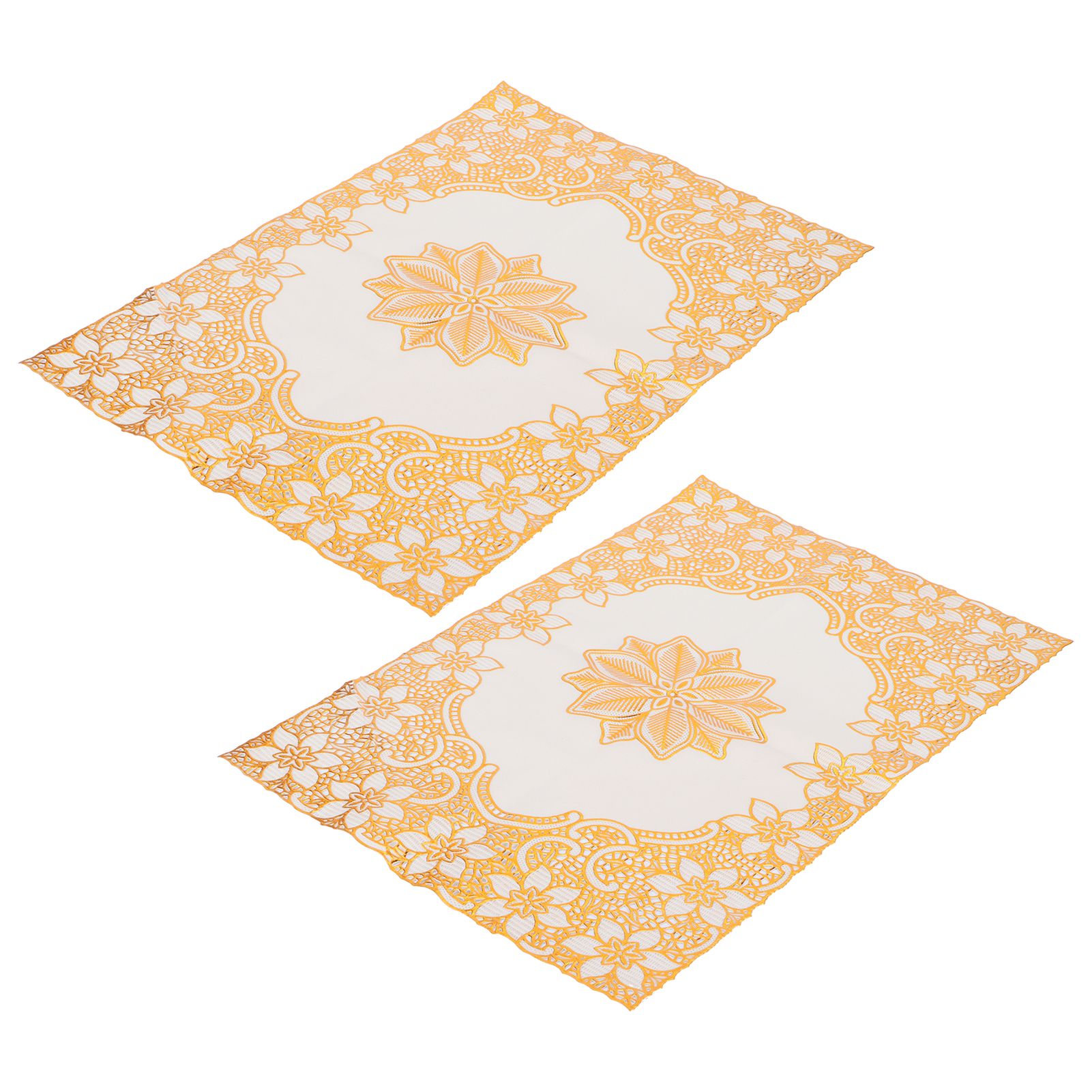 2PCS 30cmx45cm PVC Table Mat Gold Placemats Cup Coaster Pad Kitchen Wedding view 5