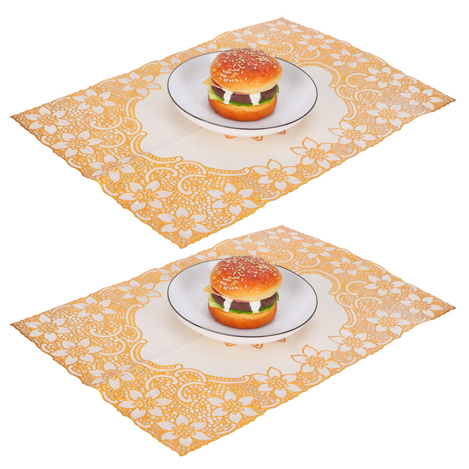 2PCS 30cmx45cm PVC Table Mat Gold Placemats Cup Coaster Pad Kitchen Wedding view 9