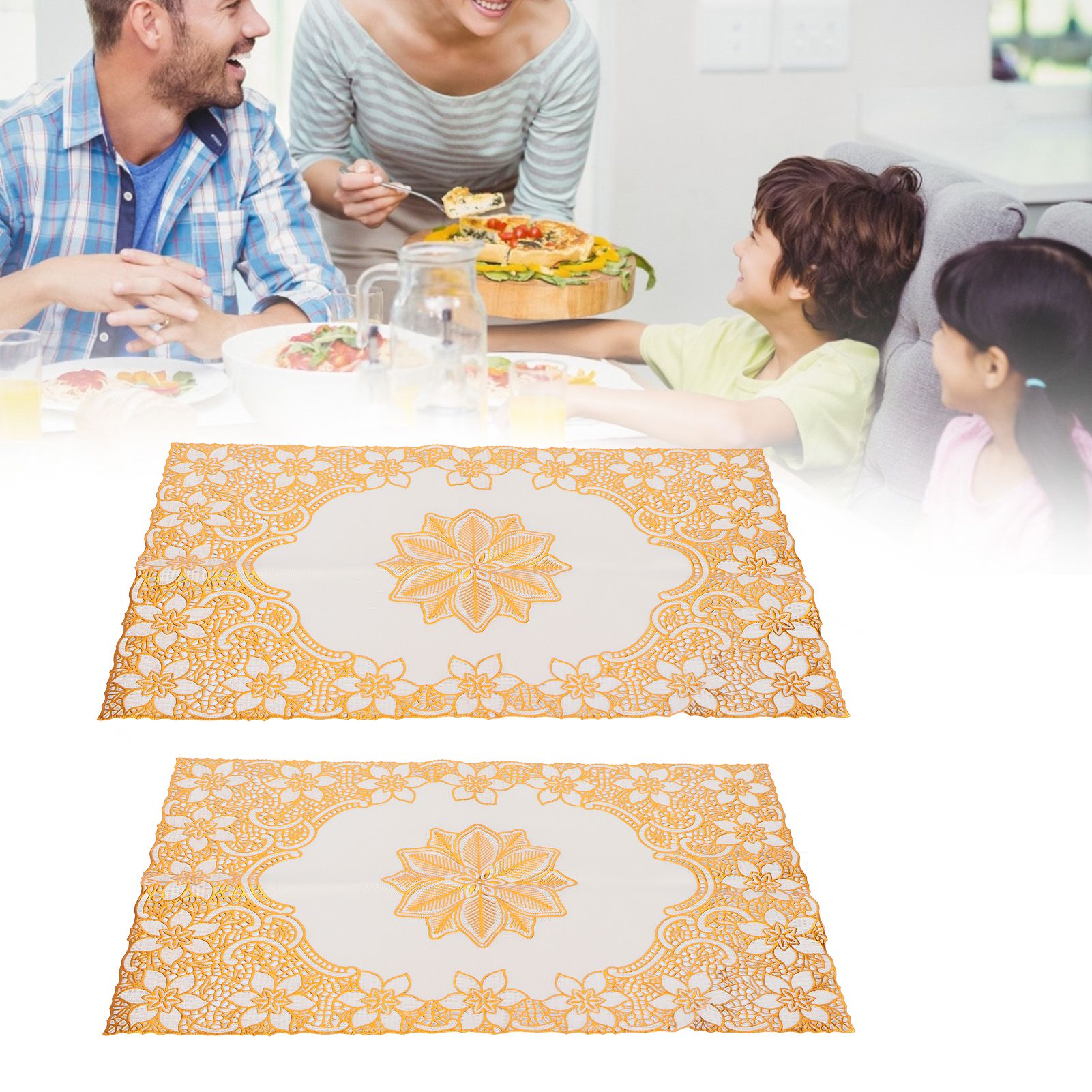 2PCS 30cmx45cm PVC Table Mat Gold Placemats Cup Coaster Pad Kitchen Wedding view 12