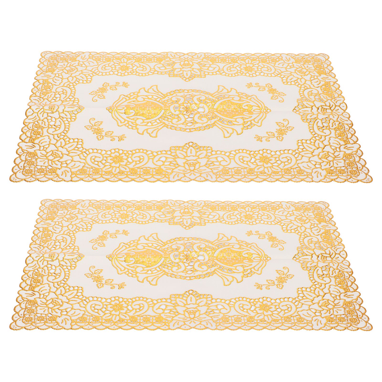 2PCS 30cmx45cm PVC Table Mat Gold Placemats Cup Coaster Pad Kitchen Wedding — image 1
