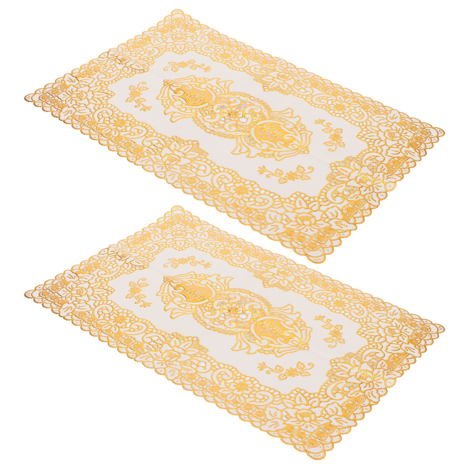 2PCS 30cmx45cm PVC Table Mat Gold Placemats Cup Coaster Pad Kitchen Wedding view 2
