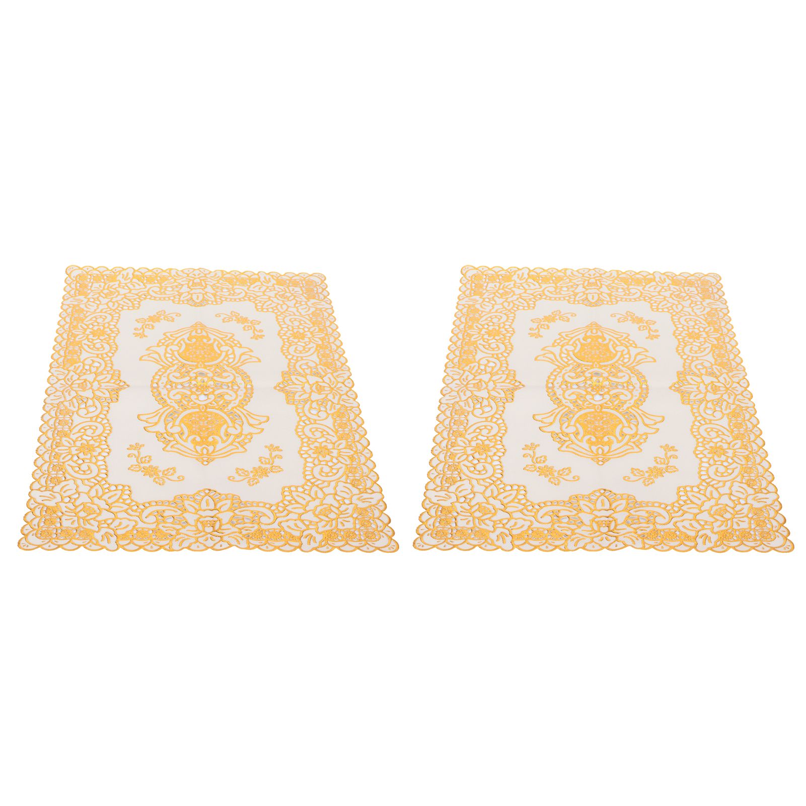 2PCS 30cmx45cm PVC Table Mat Gold Placemats Cup Coaster Pad Kitchen Wedding view 3