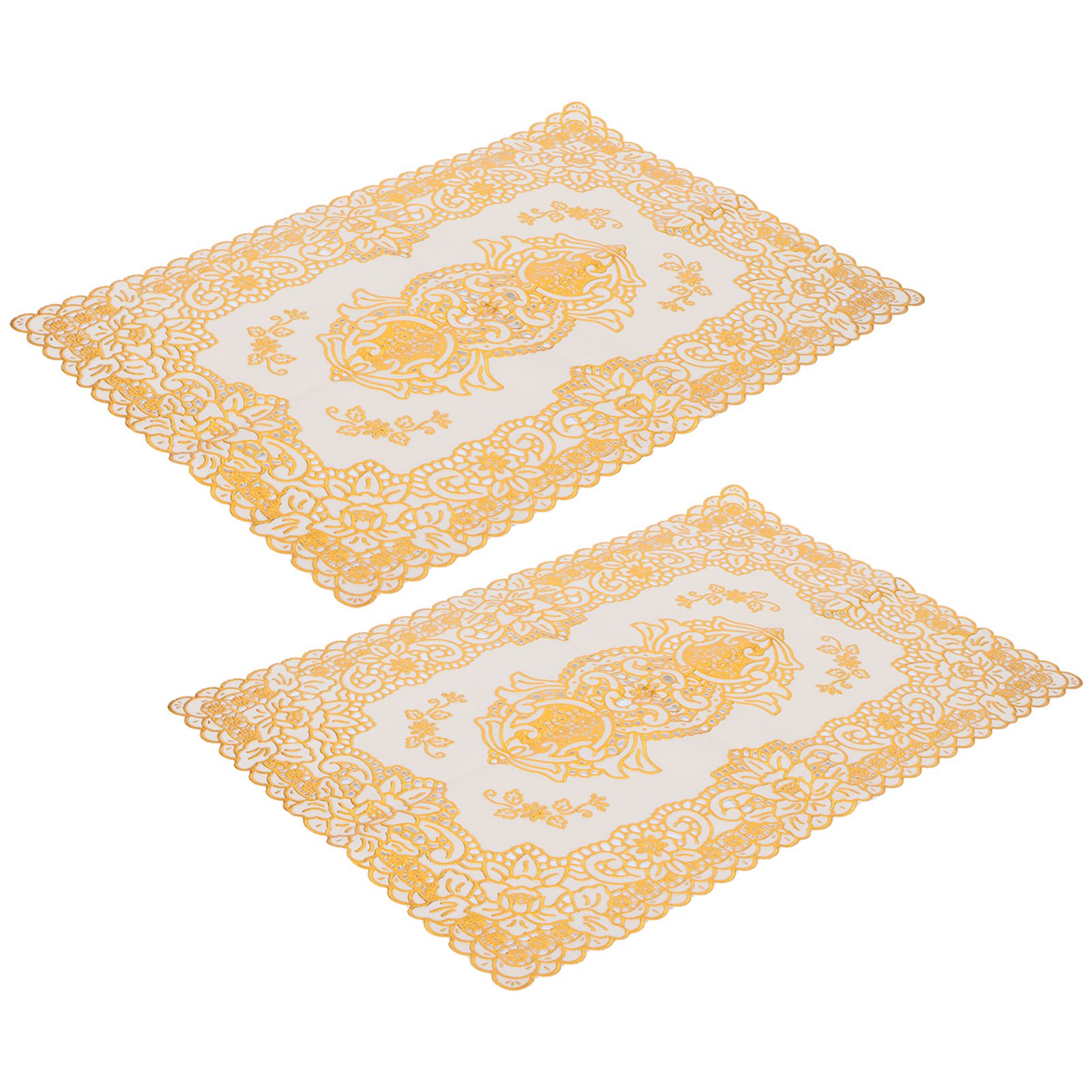 2PCS 30cmx45cm PVC Table Mat Gold Placemats Cup Coaster Pad Kitchen Wedding view 4