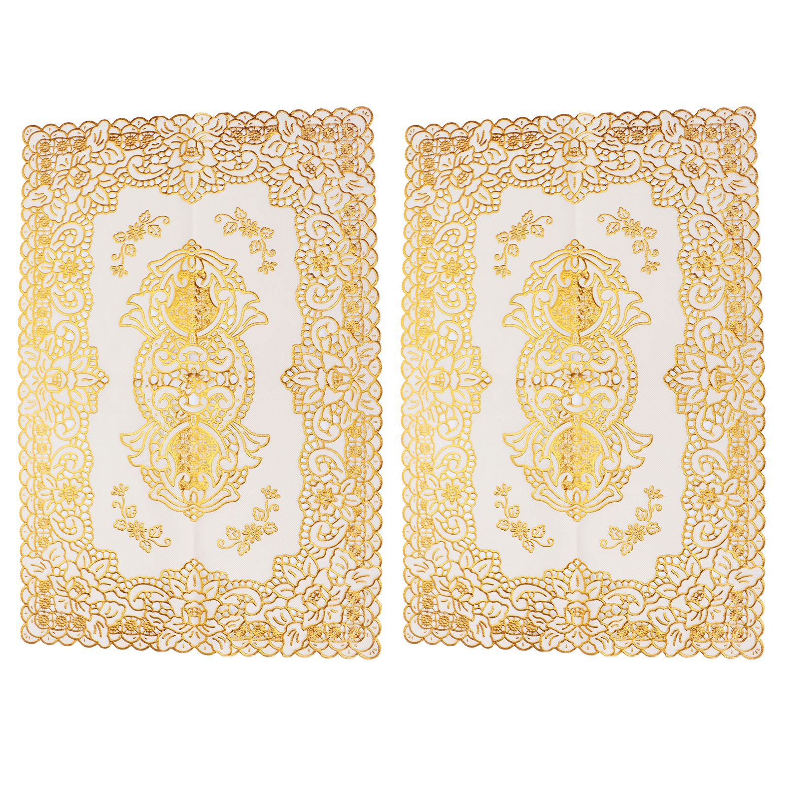 2PCS 30cmx45cm PVC Table Mat Gold Placemats Cup Coaster Pad Kitchen Wedding view 5