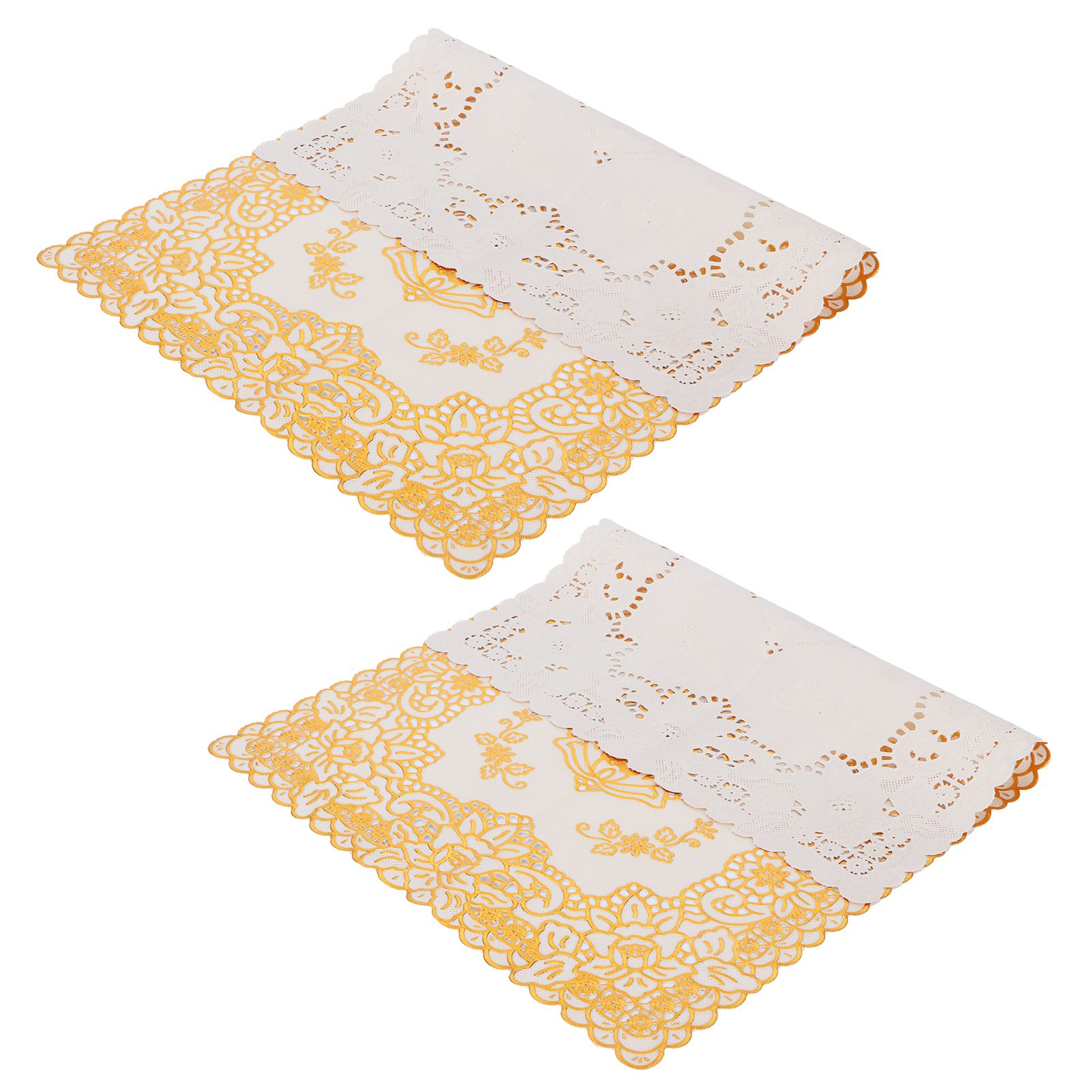 2PCS 30cmx45cm PVC Table Mat Gold Placemats Cup Coaster Pad Kitchen Wedding view 6
