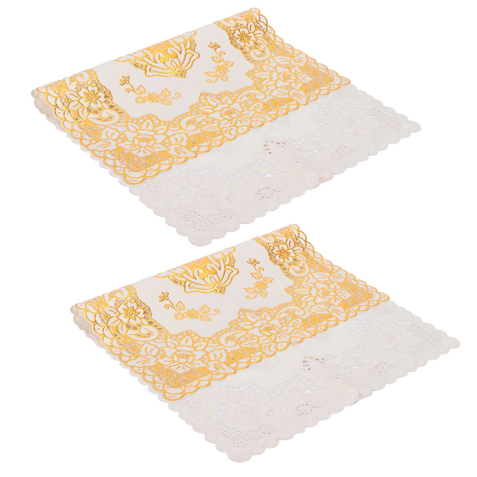 2PCS 30cmx45cm PVC Table Mat Gold Placemats Cup Coaster Pad Kitchen Wedding view 7