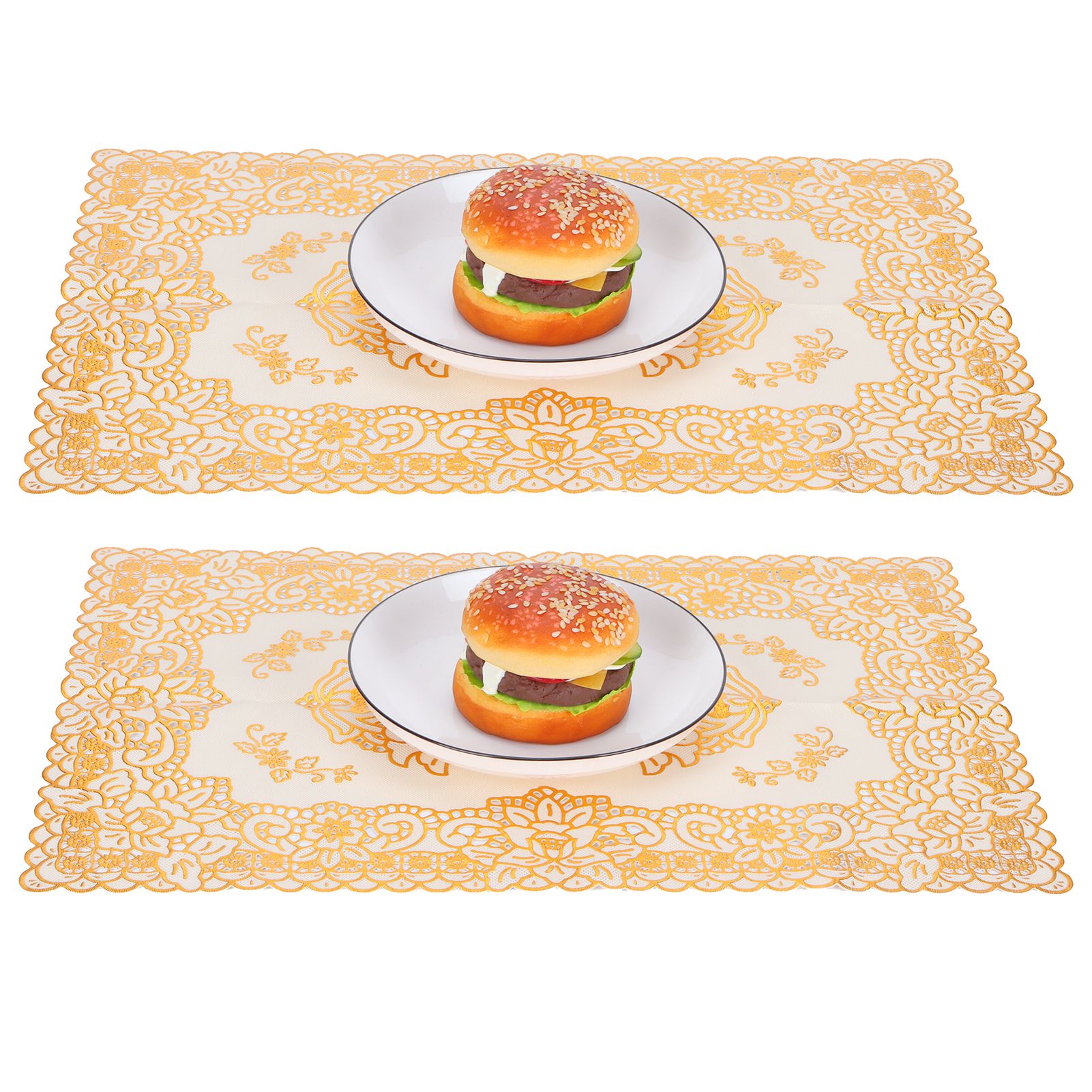 2PCS 30cmx45cm PVC Table Mat Gold Placemats Cup Coaster Pad Kitchen Wedding view 8