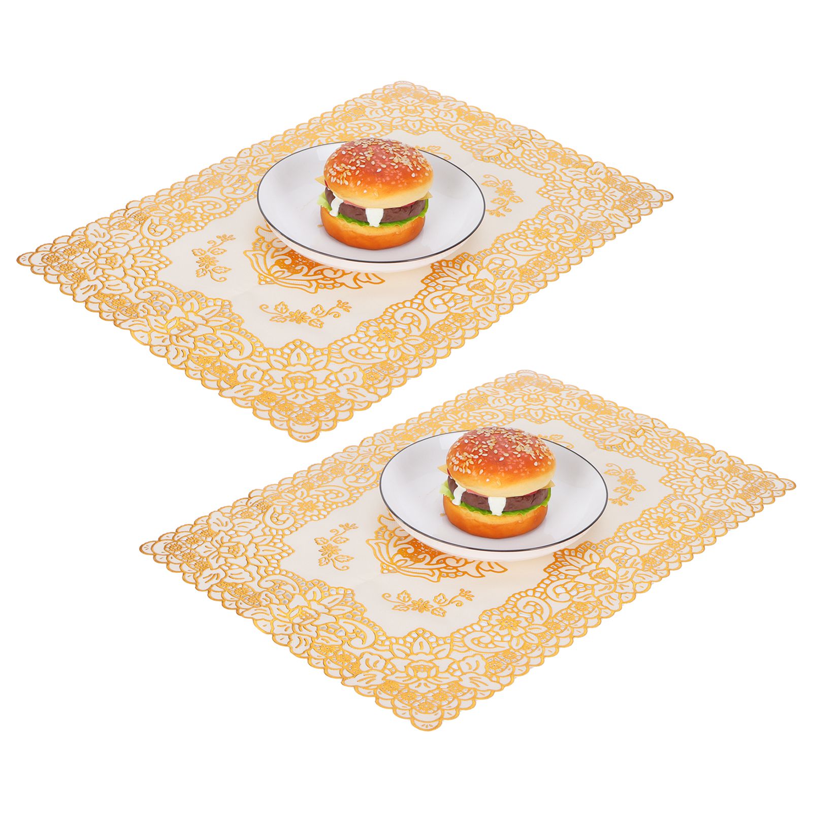 2PCS 30cmx45cm PVC Table Mat Gold Placemats Cup Coaster Pad Kitchen Wedding view 9