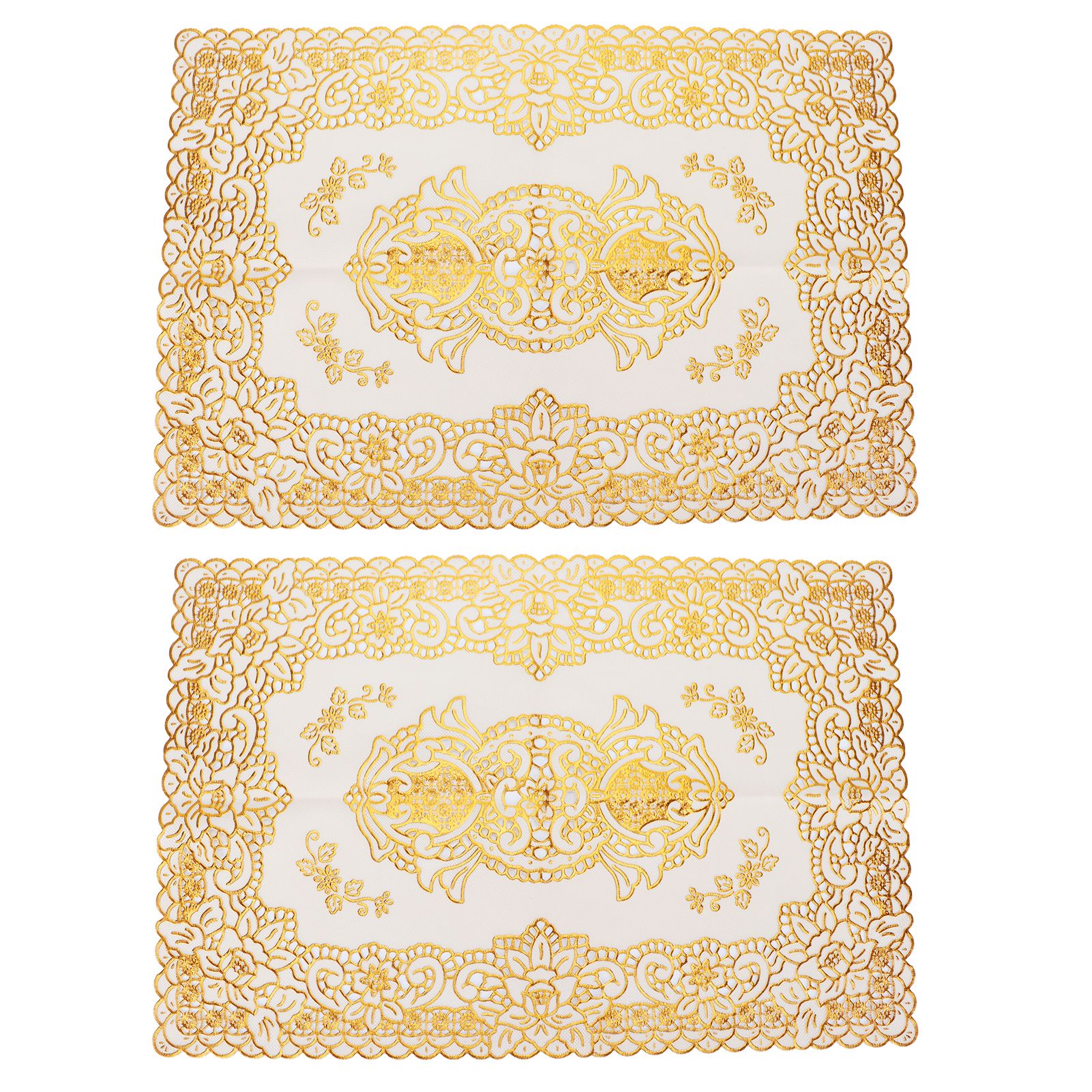 2PCS 30cmx45cm PVC Table Mat Gold Placemats Cup Coaster Pad Kitchen Wedding view 10