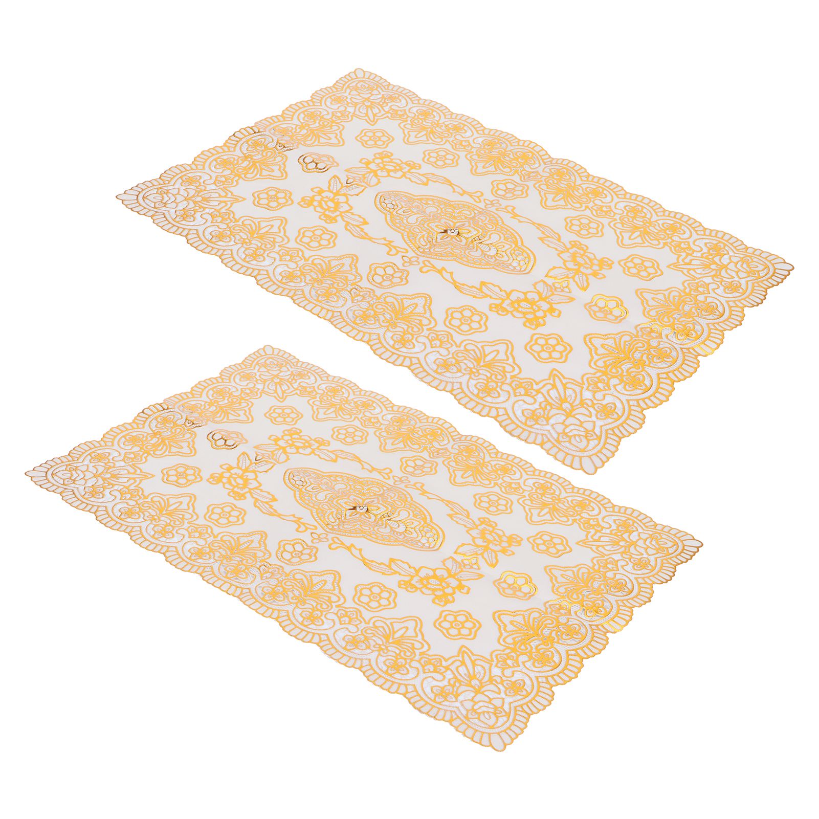 2PCS 30cmx45cm PVC Table Mat Gold Placemats Cup Coaster Pad Kitchen Wedding view 2