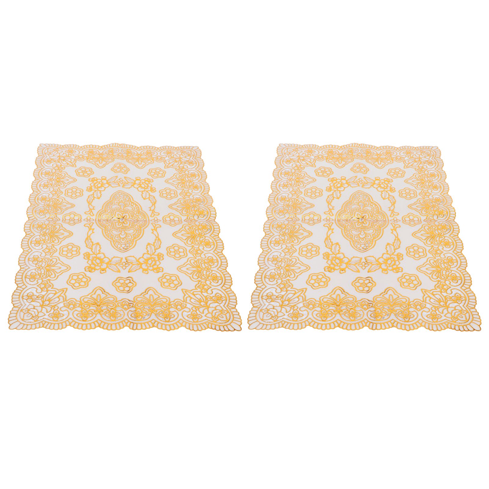 2PCS 30cmx45cm PVC Table Mat Gold Placemats Cup Coaster Pad Kitchen Wedding view 3