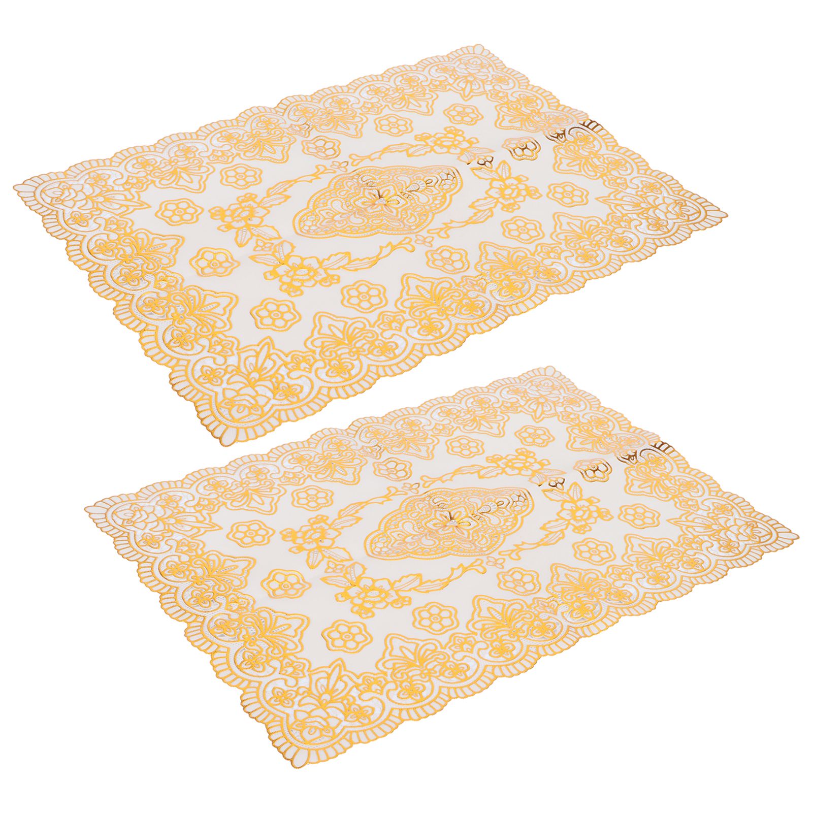 2PCS 30cmx45cm PVC Table Mat Gold Placemats Cup Coaster Pad Kitchen Wedding view 4