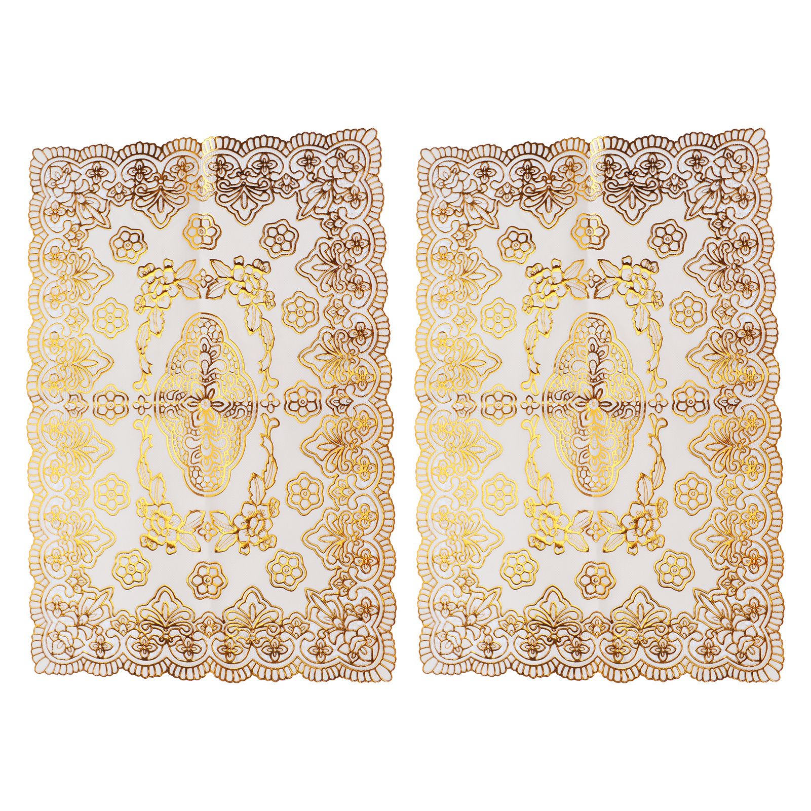 2PCS 30cmx45cm PVC Table Mat Gold Placemats Cup Coaster Pad Kitchen Wedding view 5