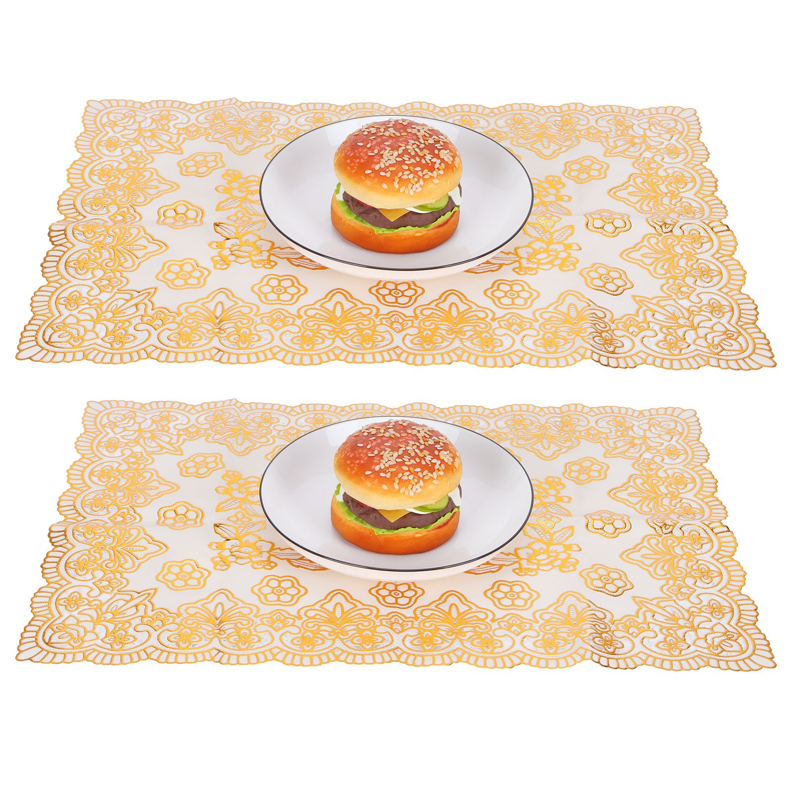 2PCS 30cmx45cm PVC Table Mat Gold Placemats Cup Coaster Pad Kitchen Wedding view 8