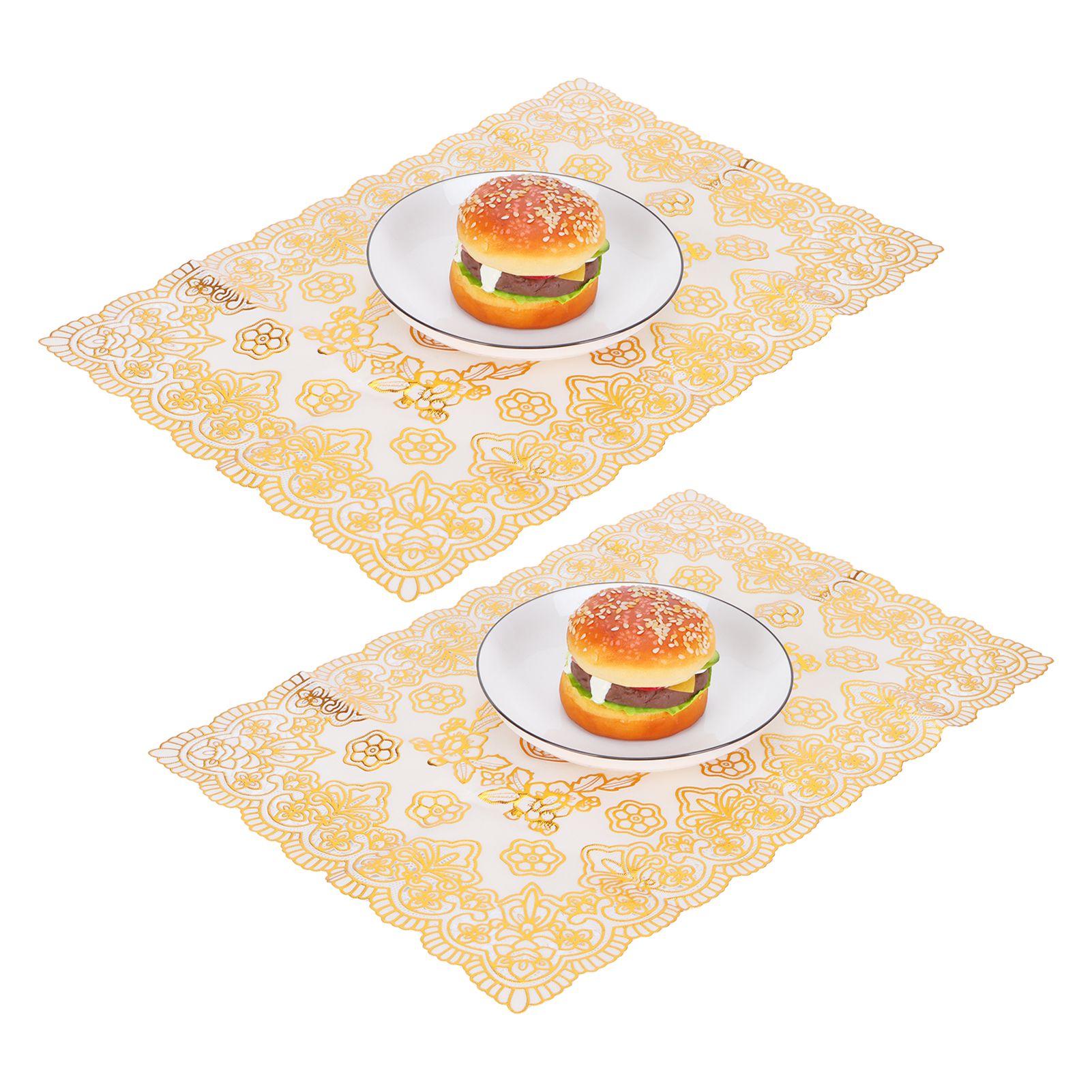 2PCS 30cmx45cm PVC Table Mat Gold Placemats Cup Coaster Pad Kitchen Wedding view 9