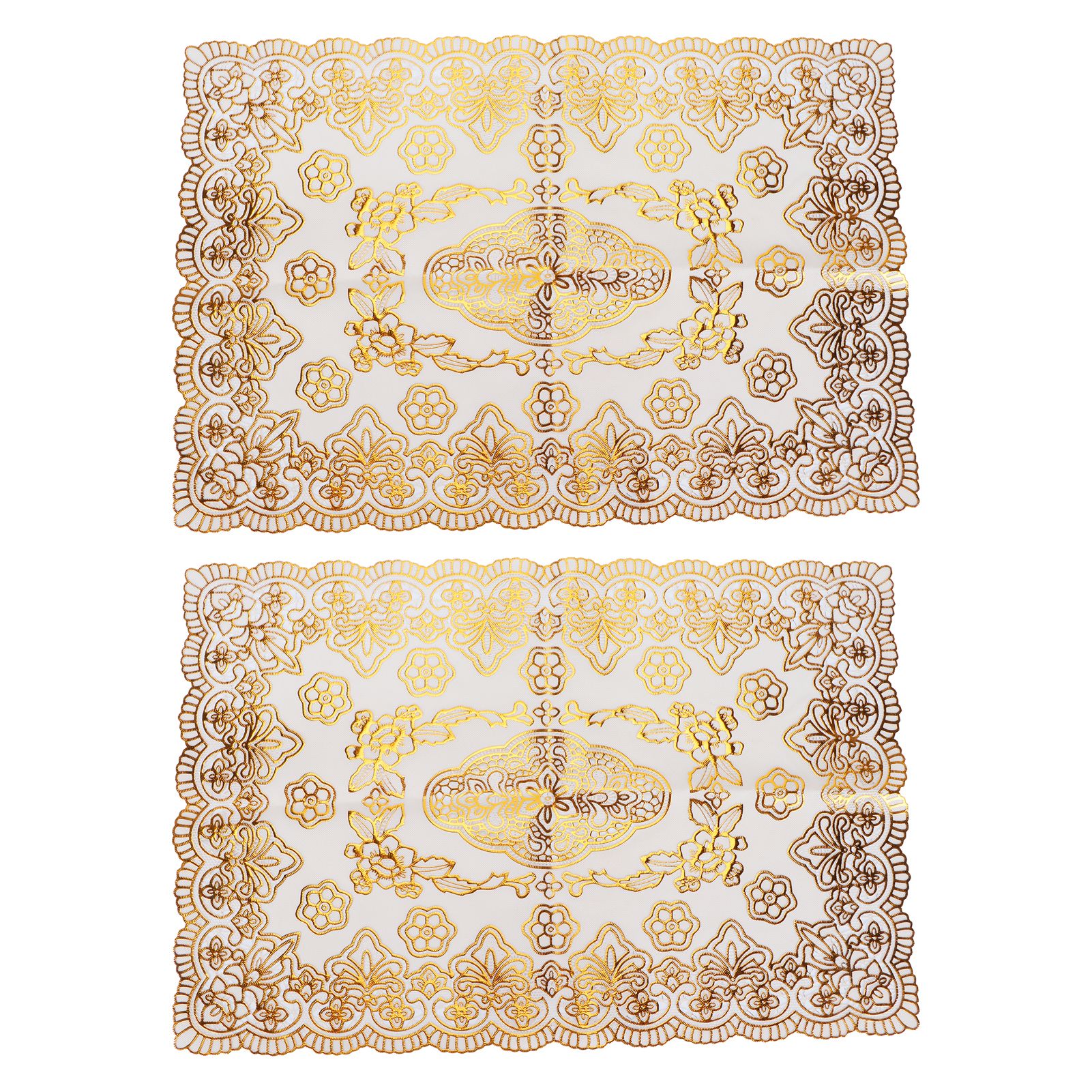 2PCS 30cmx45cm PVC Table Mat Gold Placemats Cup Coaster Pad Kitchen Wedding view 10