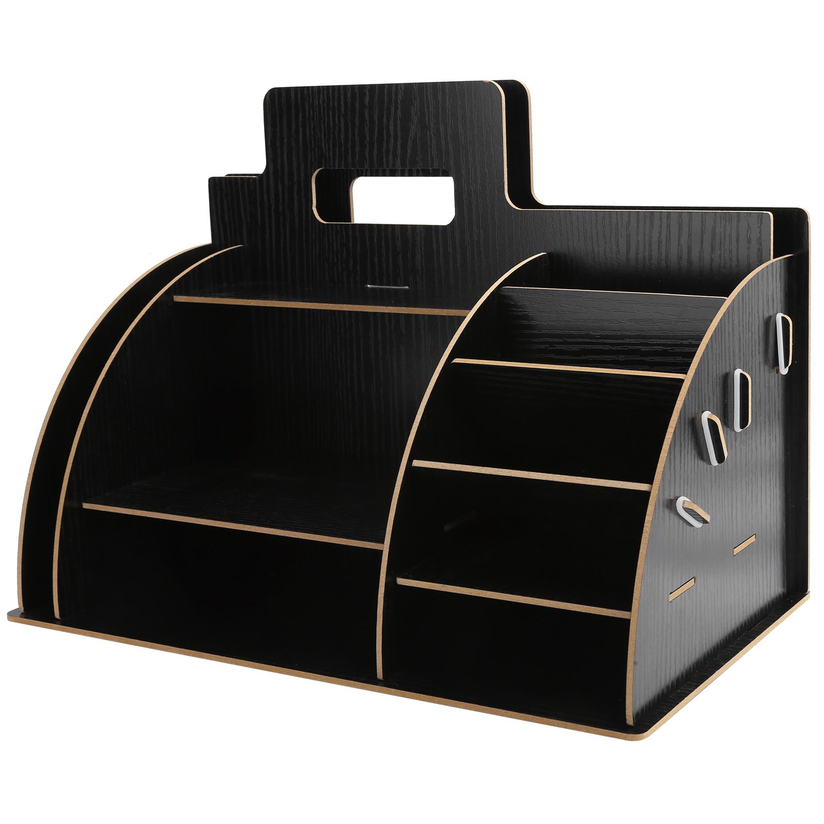 Wood Desktop Organizer Innovative Cosmetics Stationery Storage Rack for Home view 2