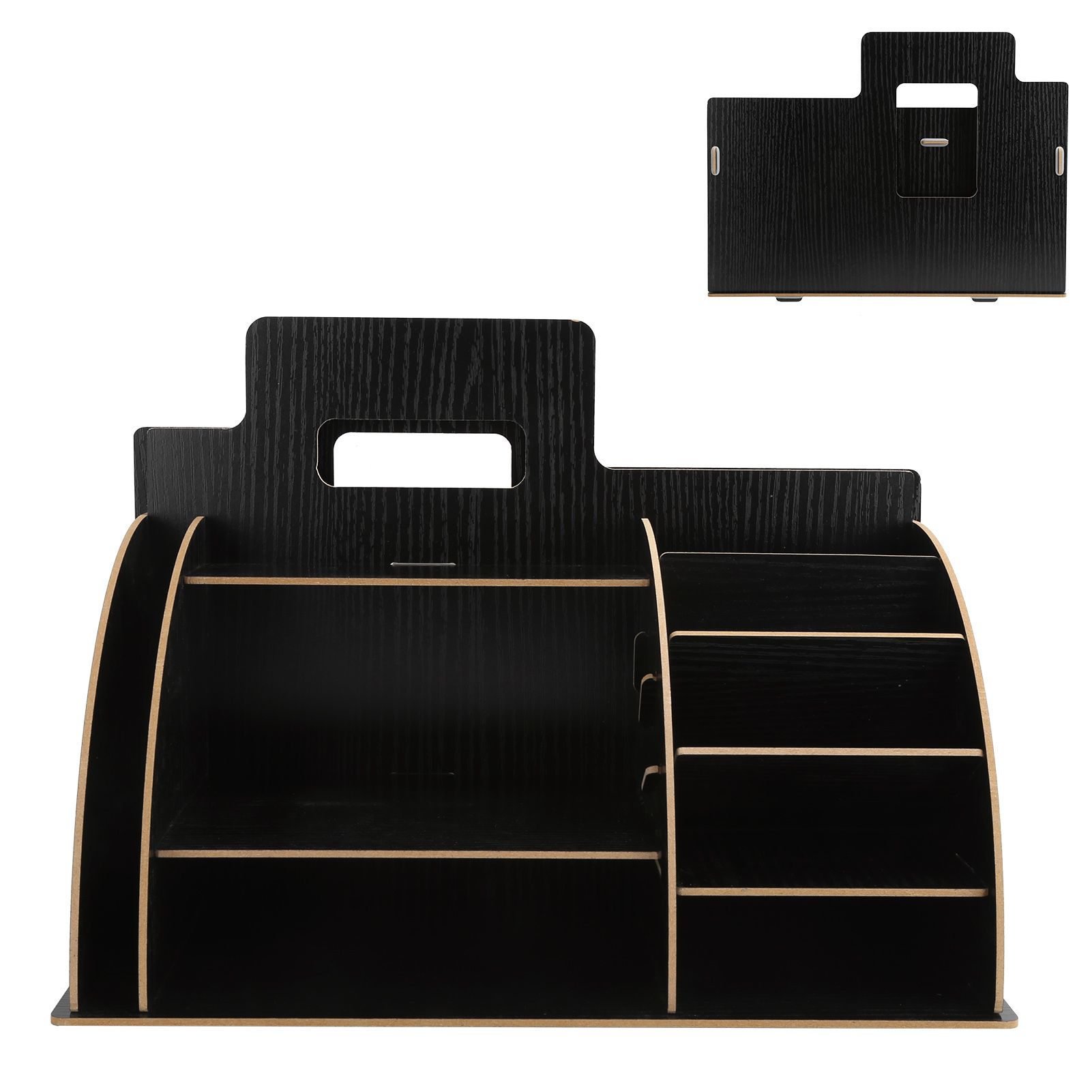 Wood Desktop Organizer Innovative Cosmetics Stationery Storage Rack for Home view 4