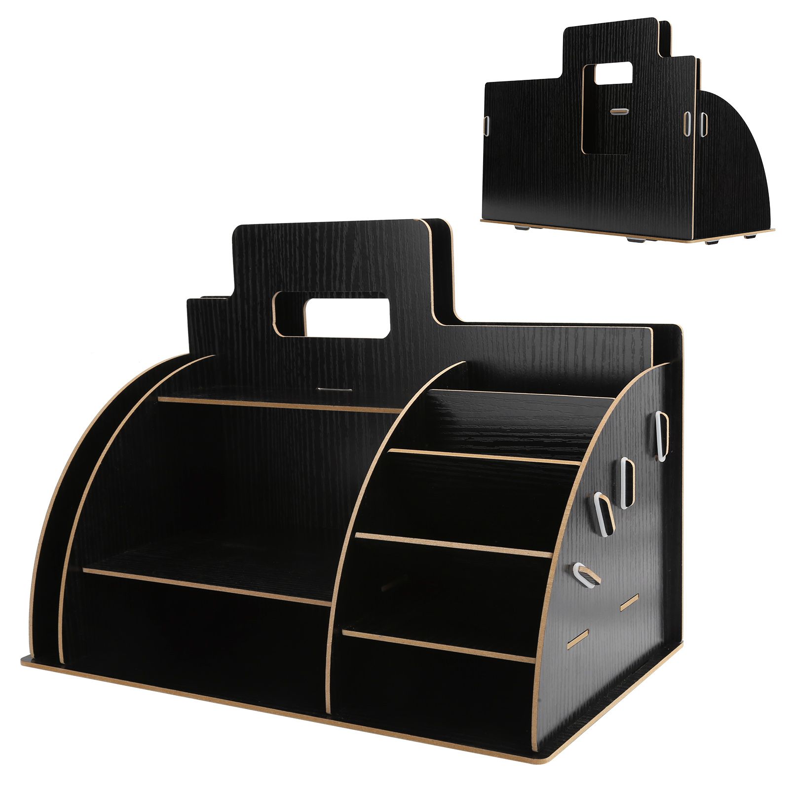 Wood Desktop Organizer Innovative Cosmetics Stationery Storage Rack for Home view 6