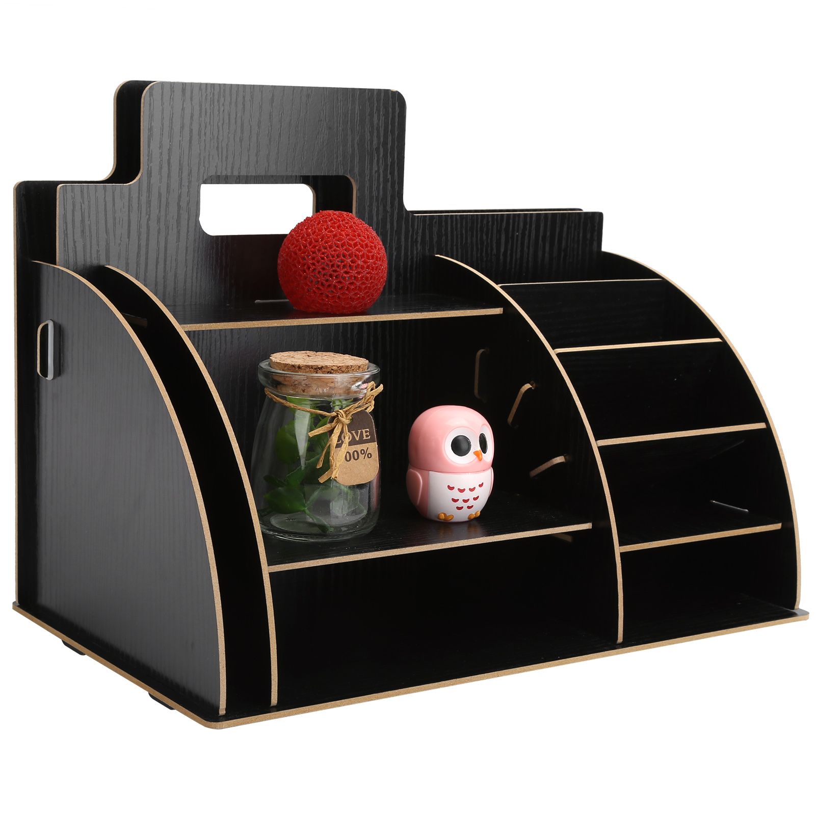 Wood Desktop Organizer Innovative Cosmetics Stationery Storage Rack for Home view 7
