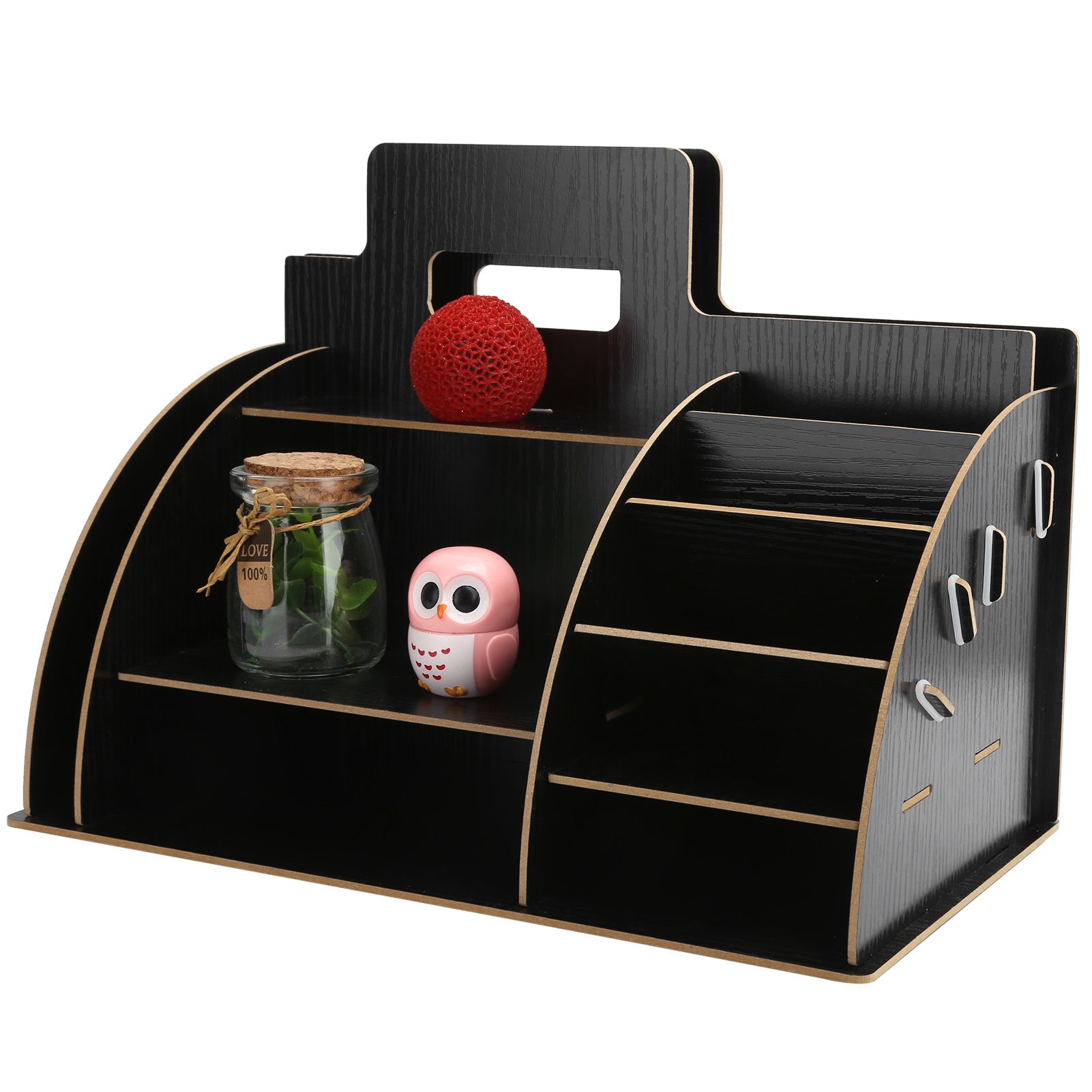Wood Desktop Organizer Innovative Cosmetics Stationery Storage Rack for Home view 8