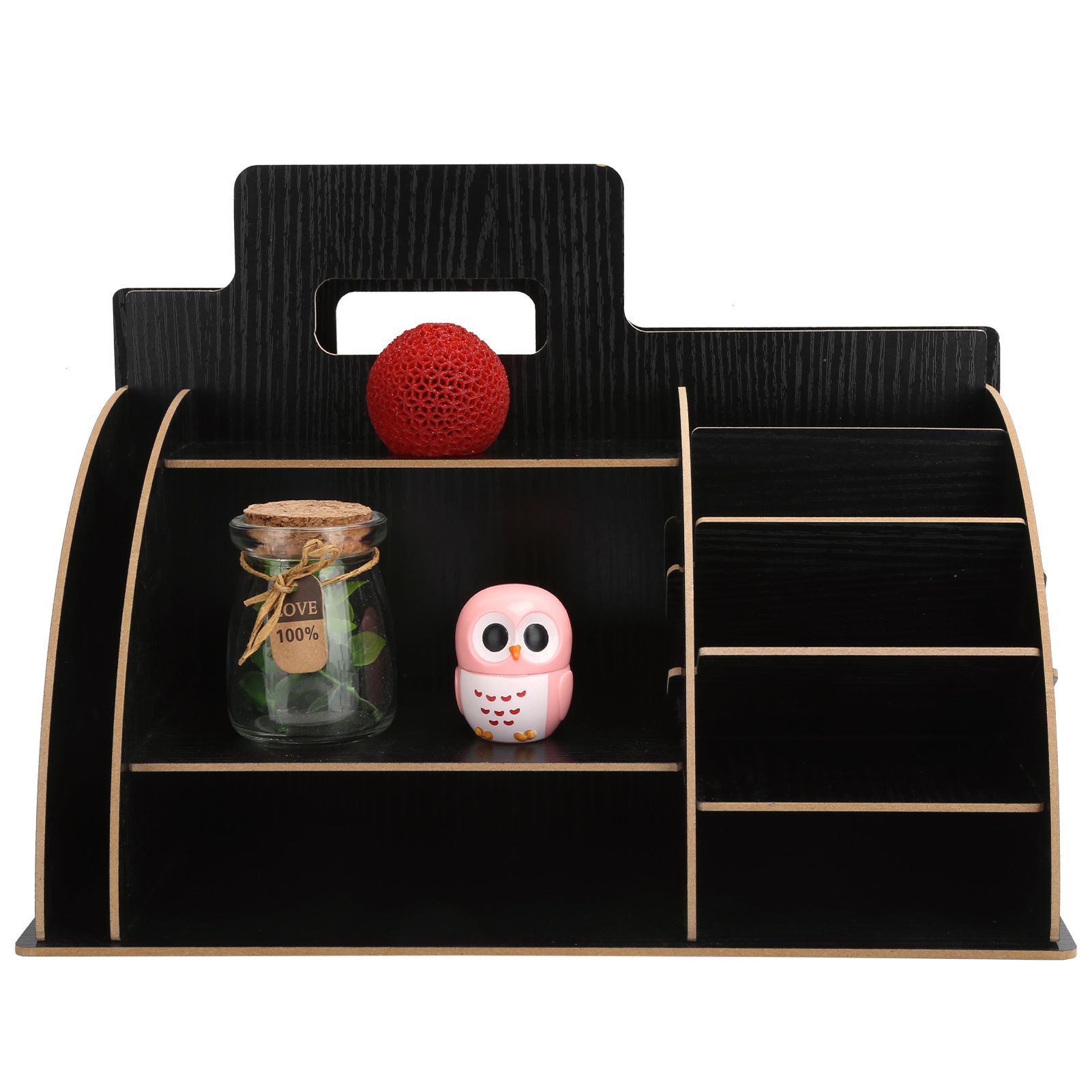 Wood Desktop Organizer Innovative Cosmetics Stationery Storage Rack for Home view 9