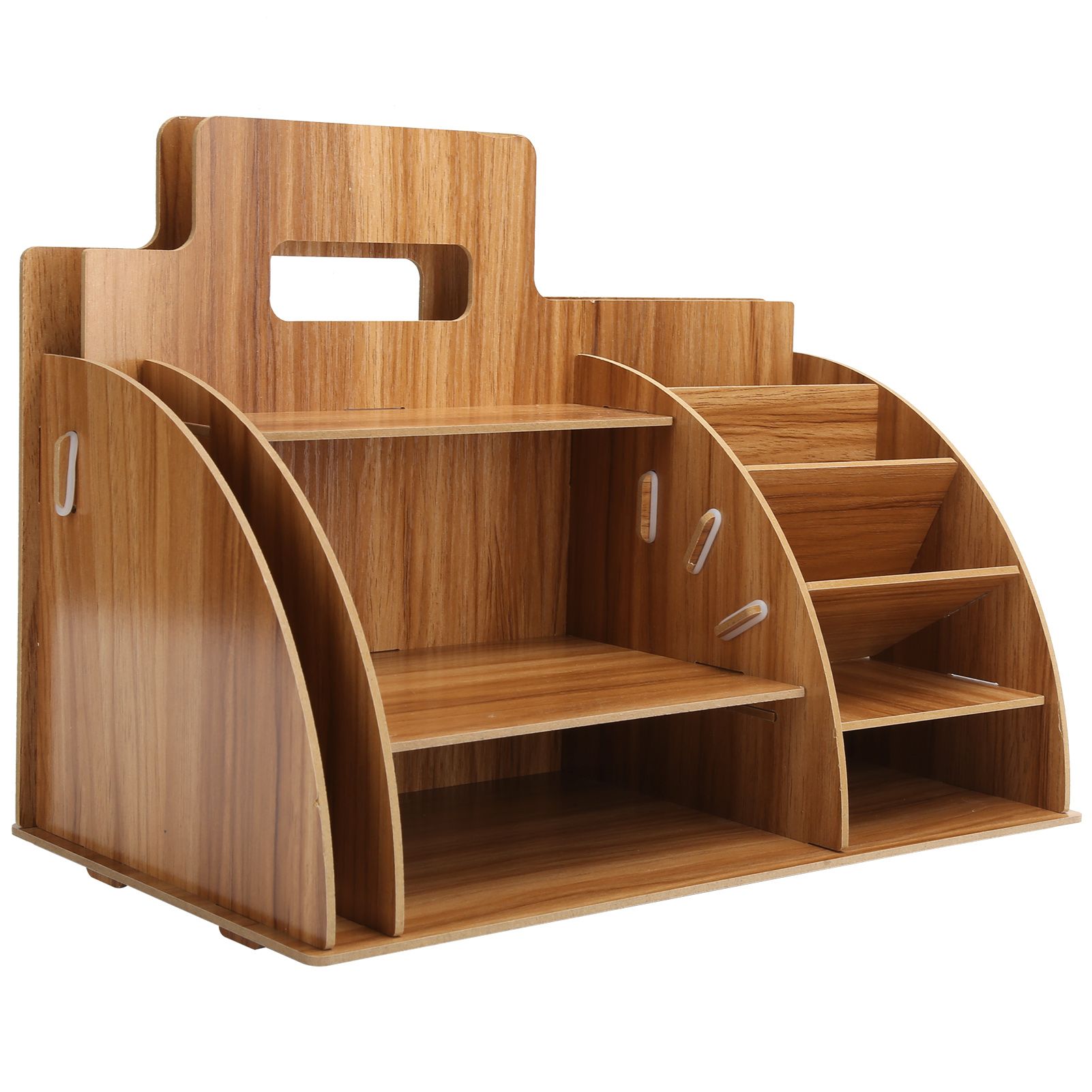 Wood Desktop Organizer Innovative Cosmetics Stationery Storage Rack for Home view 2