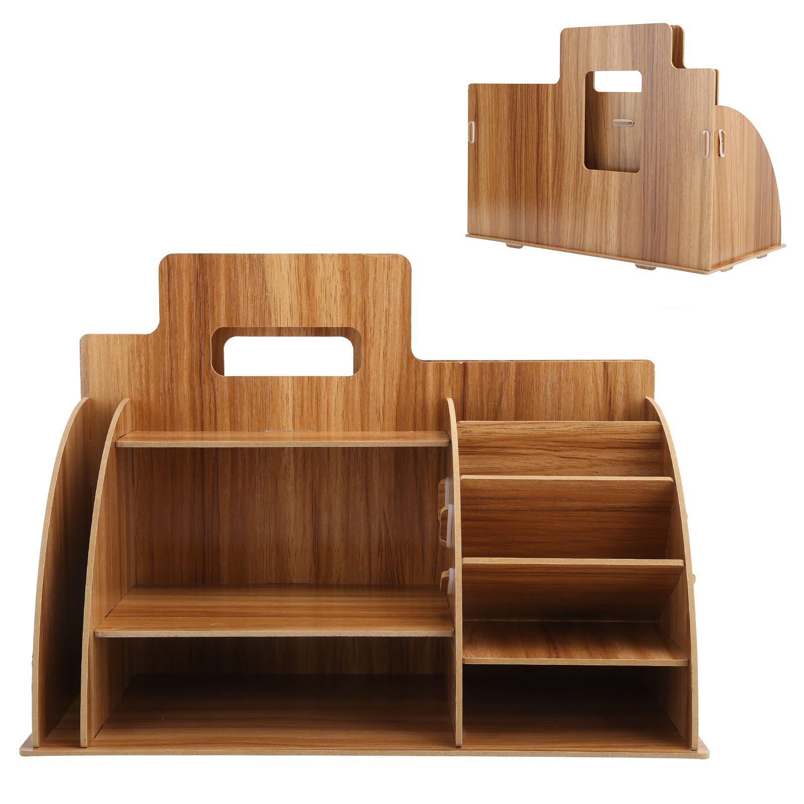 Wood Desktop Organizer Innovative Cosmetics Stationery Storage Rack for Home view 4