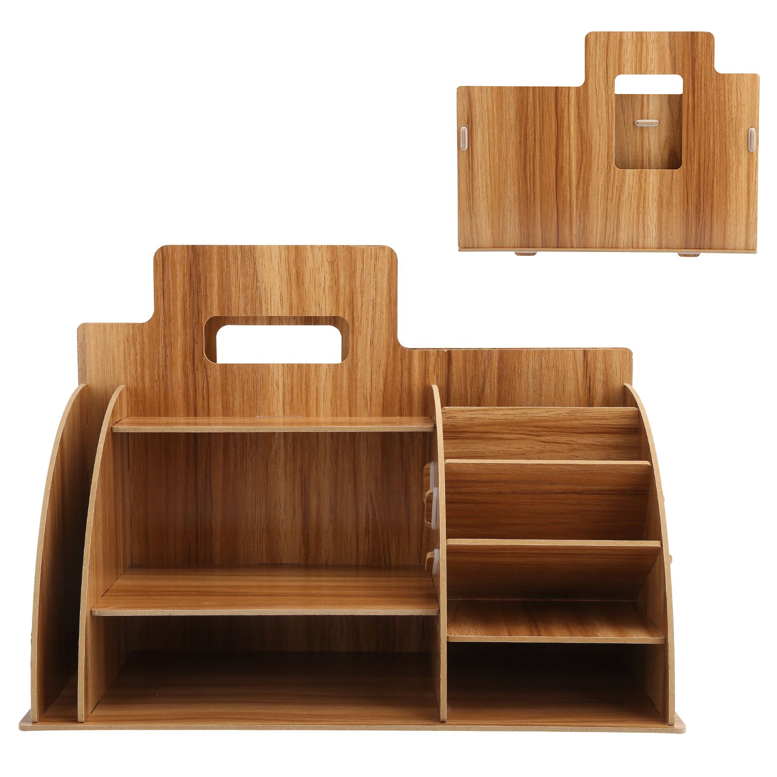 Wood Desktop Organizer Innovative Cosmetics Stationery Storage Rack for Home view 5