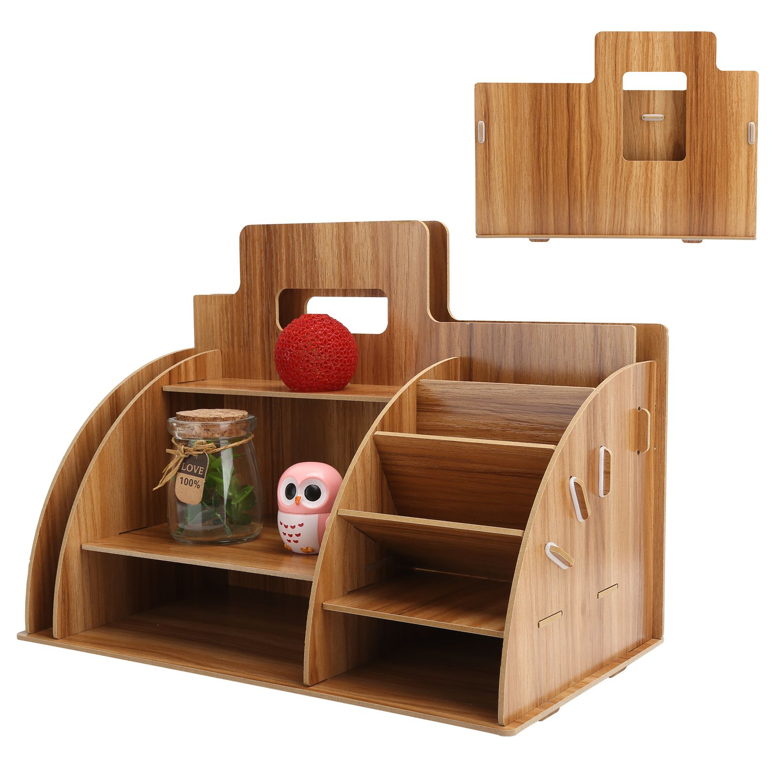 Wood Desktop Organizer Innovative Cosmetics Stationery Storage Rack for Home view 7