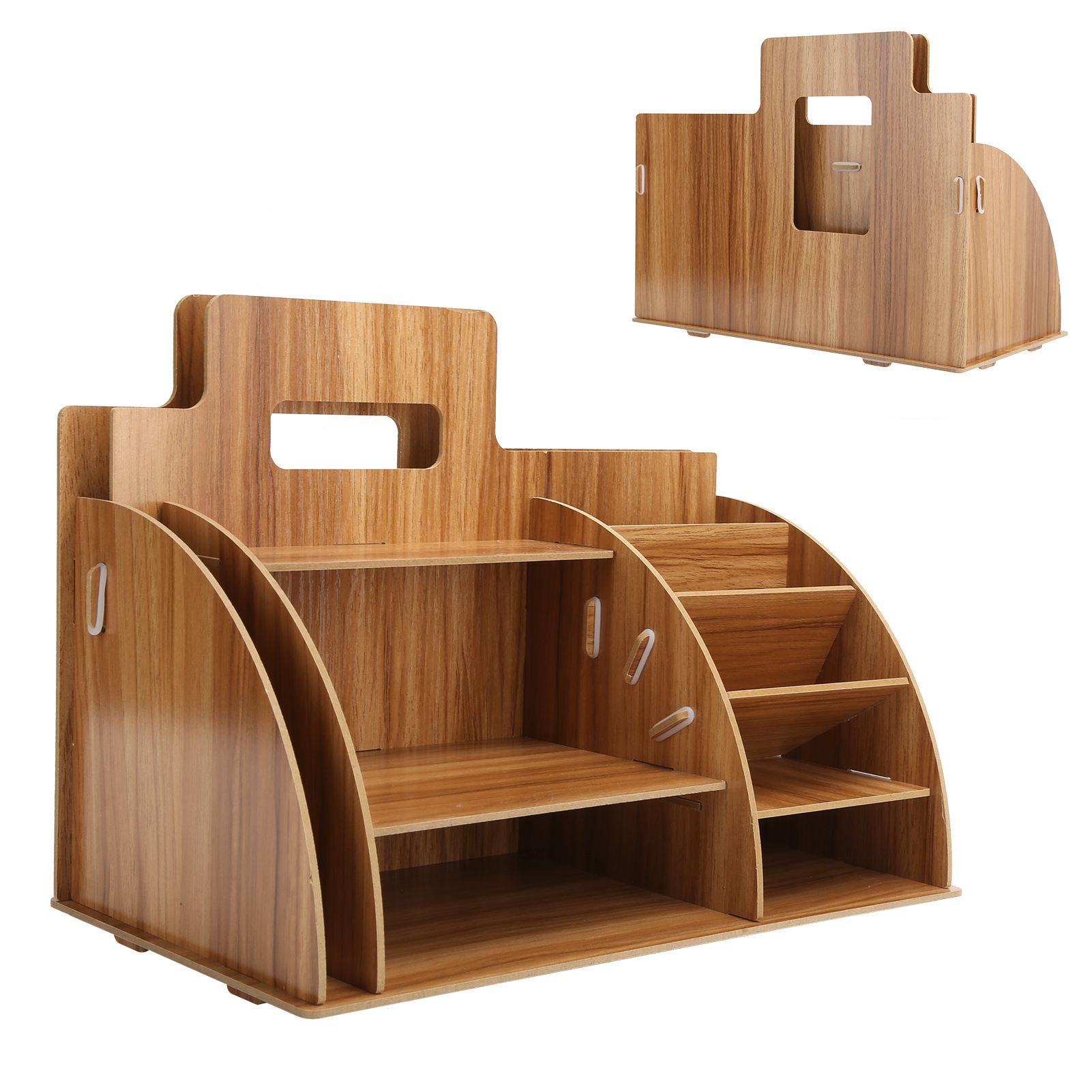 Wood Desktop Organizer Innovative Cosmetics Stationery Storage Rack for Home view 8