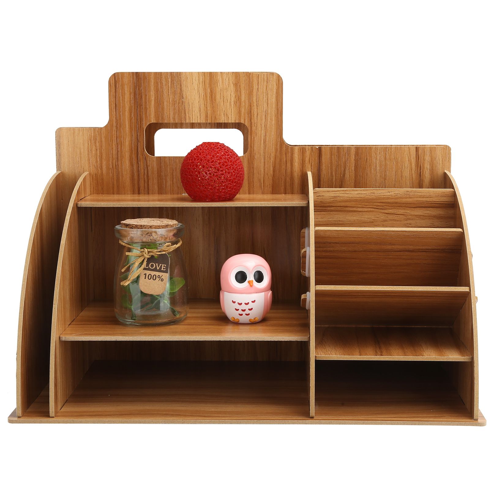 Wood Desktop Organizer Innovative Cosmetics Stationery Storage Rack for Home view 10