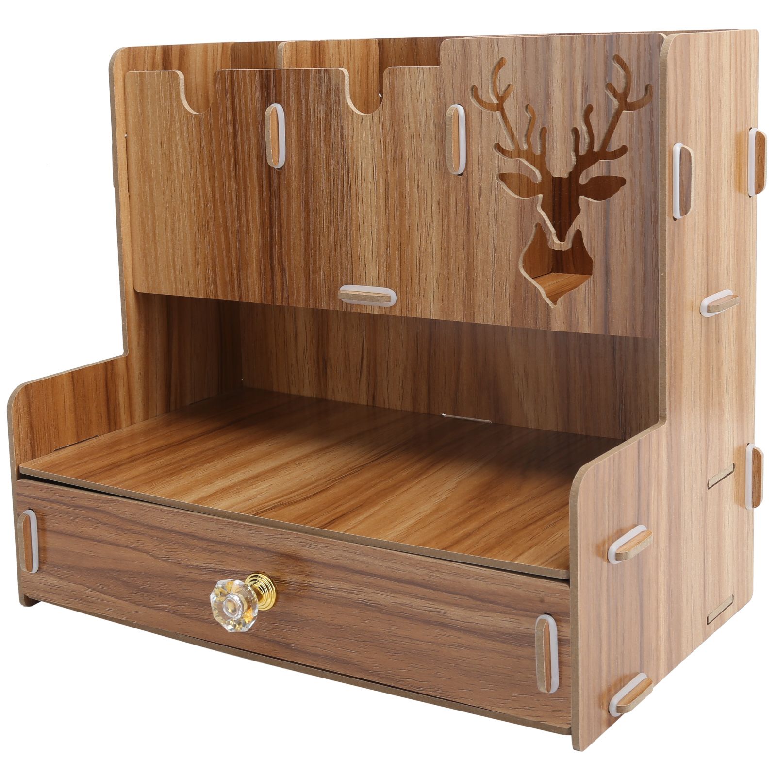 Desktop Organizer Wooden Pen Holder Storage Rack Stationery Supplies for Home view 2