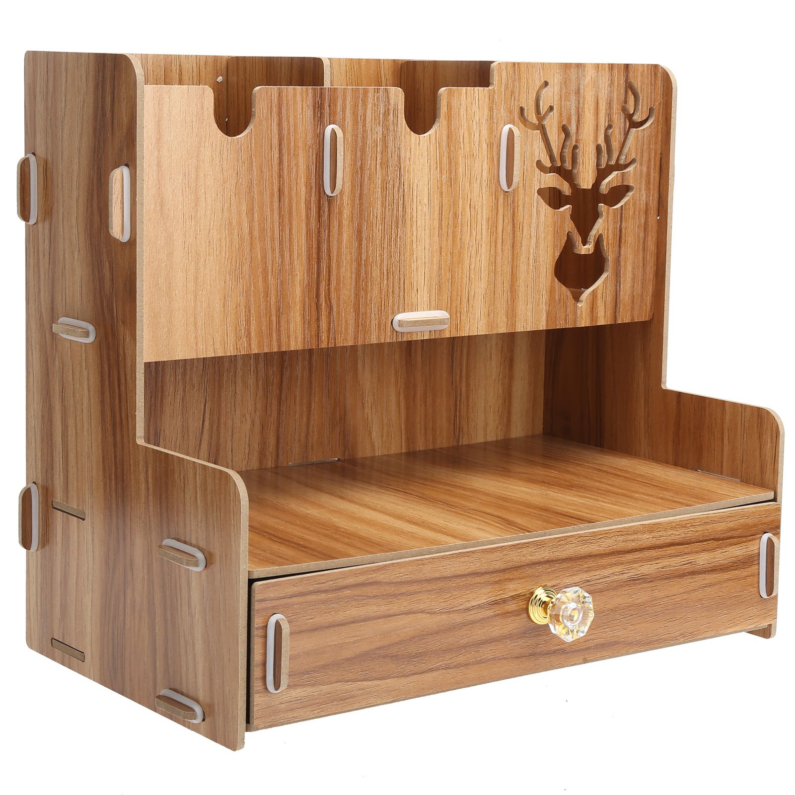 Desktop Organizer Wooden Pen Holder Storage Rack Stationery Supplies for Home view 4