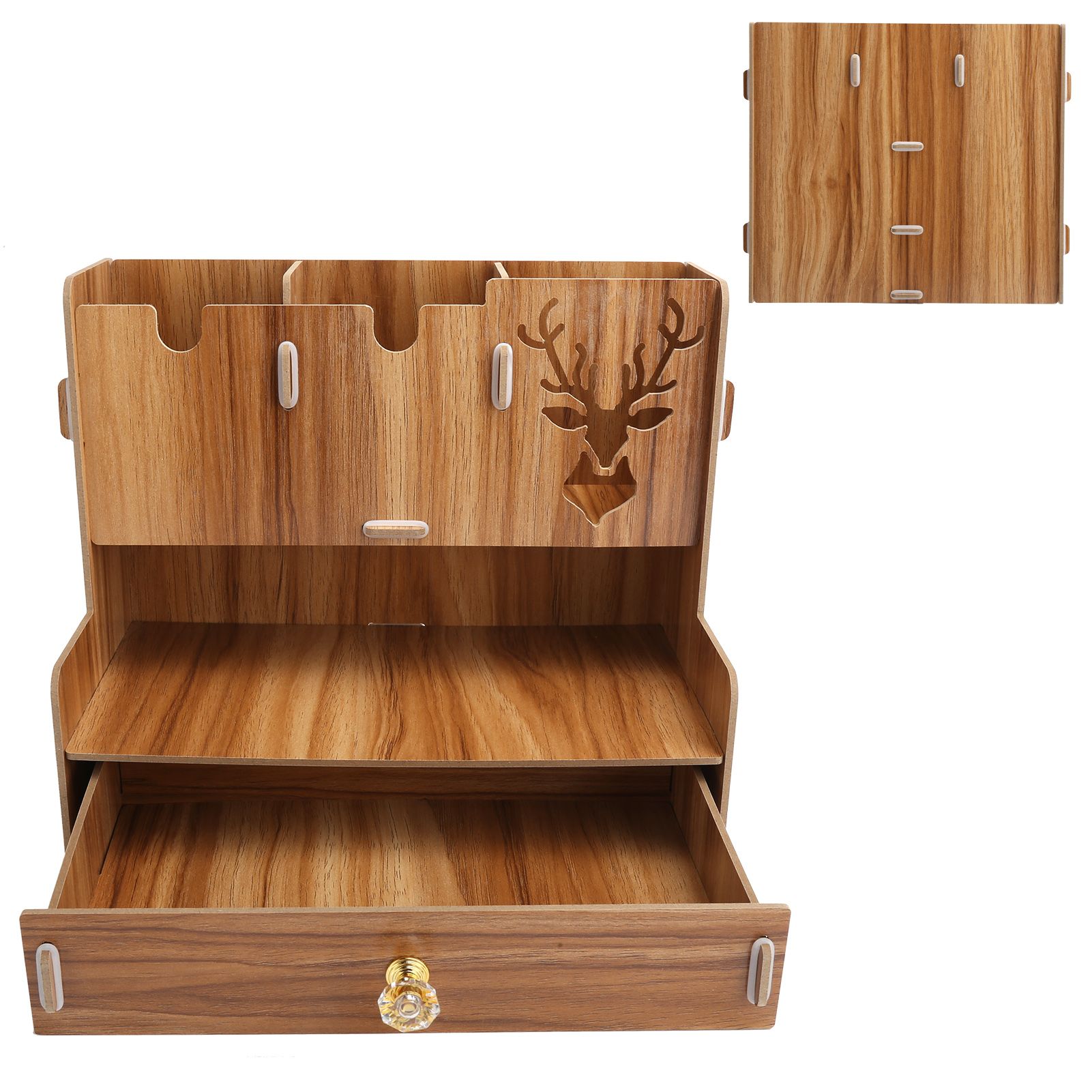 Desktop Organizer Wooden Pen Holder Storage Rack Stationery Supplies for Home view 6