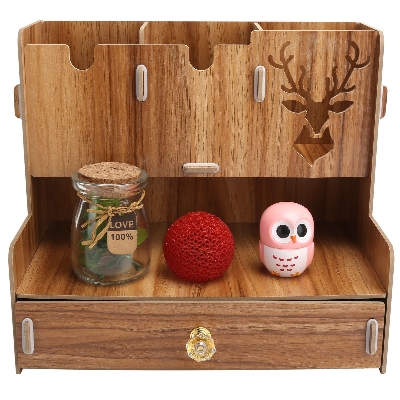 Desktop Organizer Wooden Pen Holder Storage Rack Stationery Supplies for Home view 10
