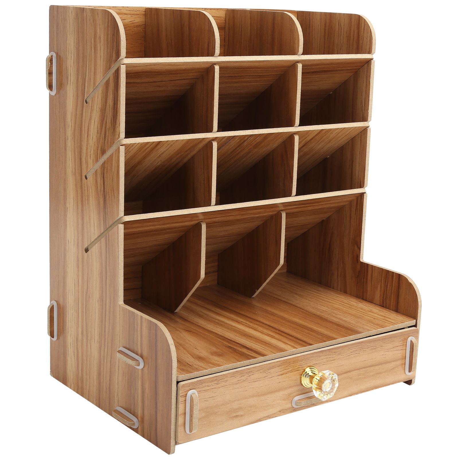 Wood Desktop Bookshelf Multi Function Pen Holder Stationery Box for Home view 2