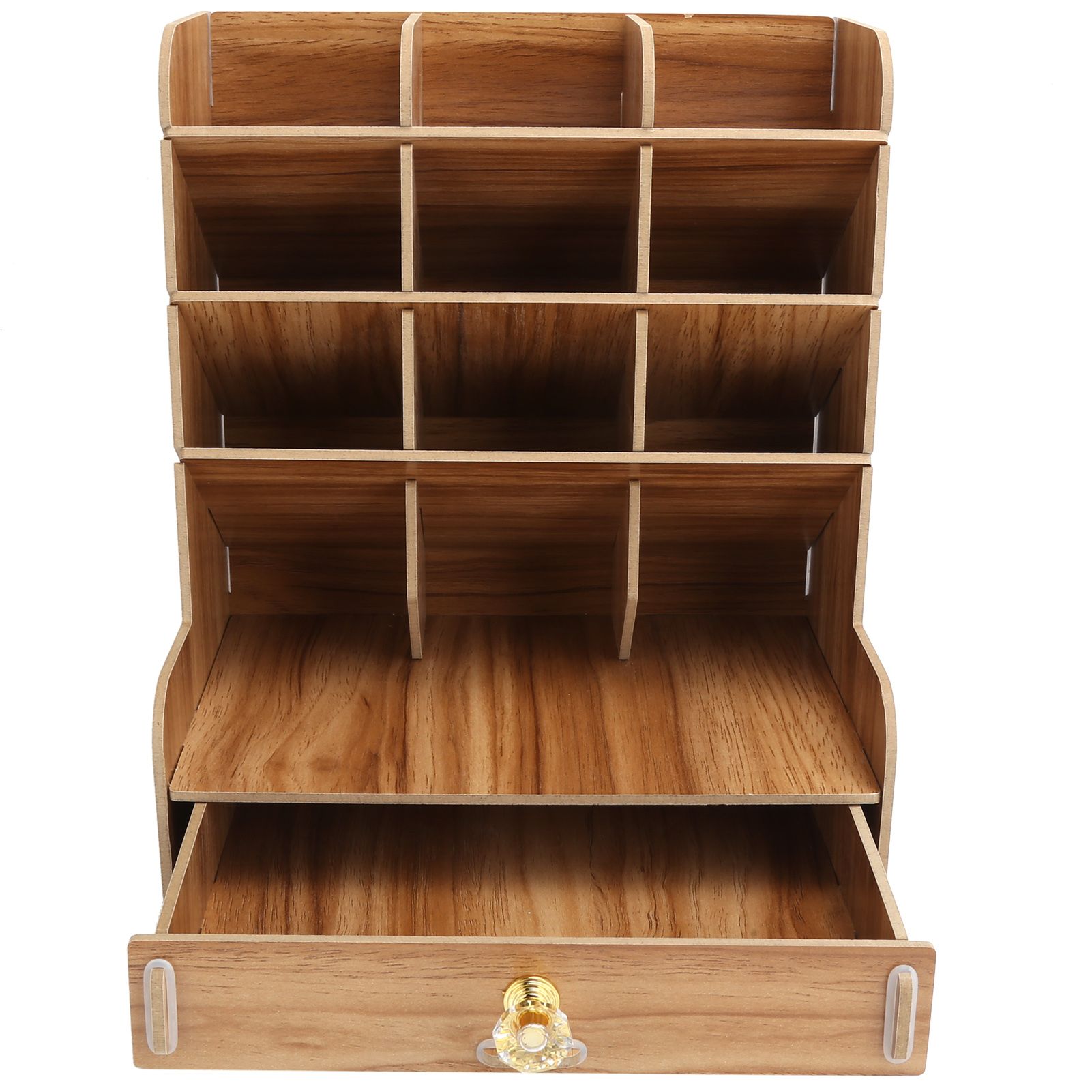 Wood Desktop Bookshelf Multi Function Pen Holder Stationery Box for Home view 4